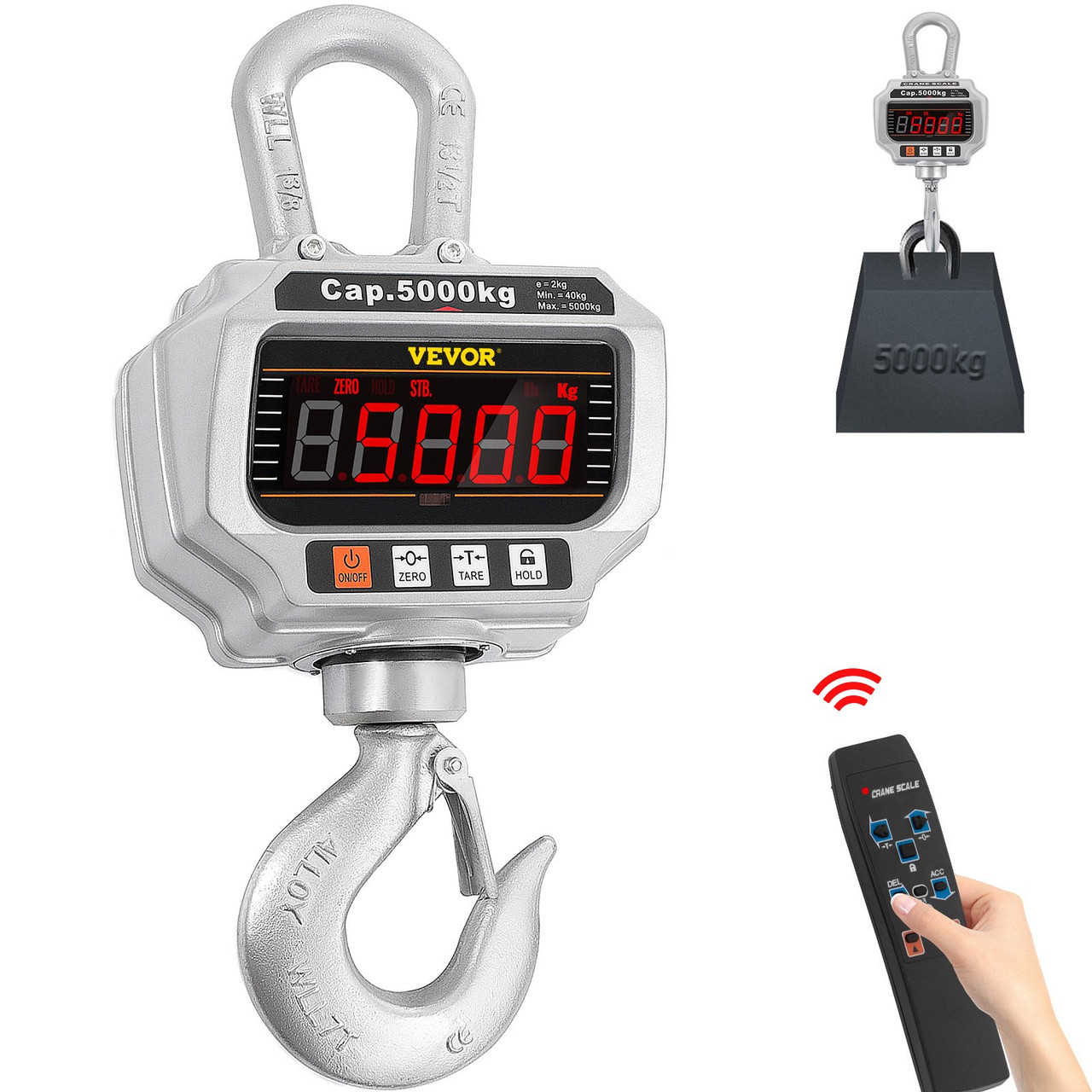 OCS-T 5000kg 11,000 LB Heavy Duty Digital Crane Hanging Scale w/ LED Display