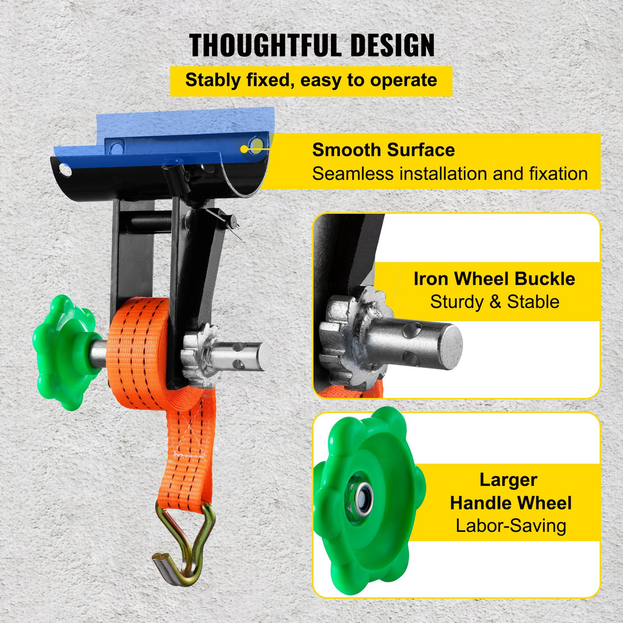 Heavy-Duty 100 LB Capacity 2? Round Pipe Steel Ratchet Ladder Rack, 2 Packs Secure Fastening Tools, 9' Long Tie Down Straps Pipe Mounting Frame, Compatible with Most Racks, Black