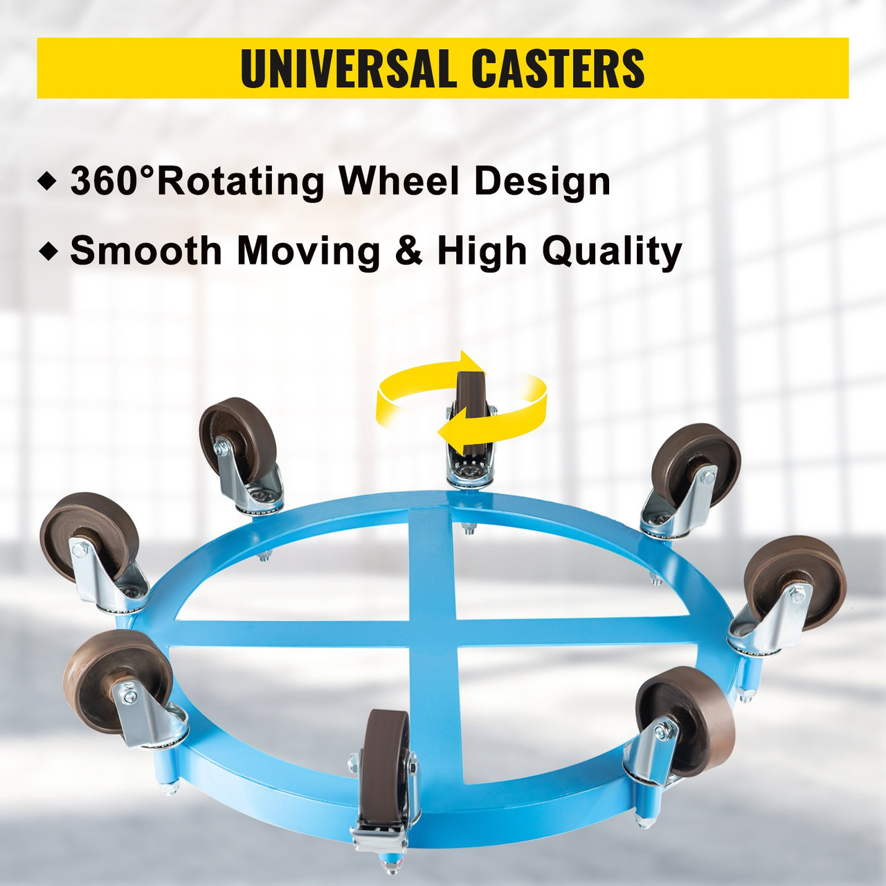 Drum Dolly, 55 Gallon Drum Cart Dolly, Oil Drum Dolly with 2000 Lbs Capacity, Grease Drum Dolly with 8 Cast Iron Swivel Casters, Non Tipping for Workshops, Factories, Warehouses, Shops, Docks