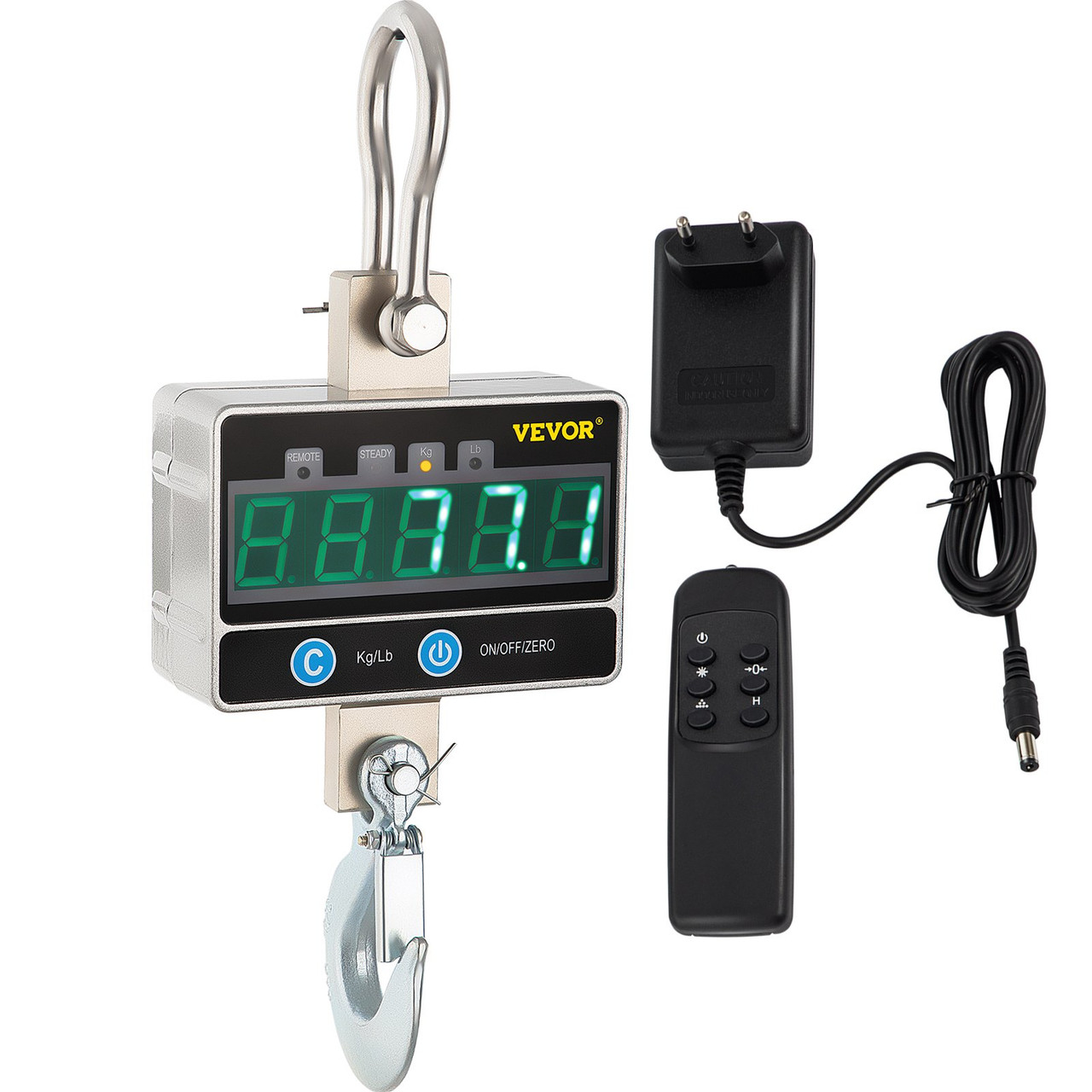 High Precision 1000KG 2200LBS 1T Aluminum Digital Crane Scale Heavy Duty Silver