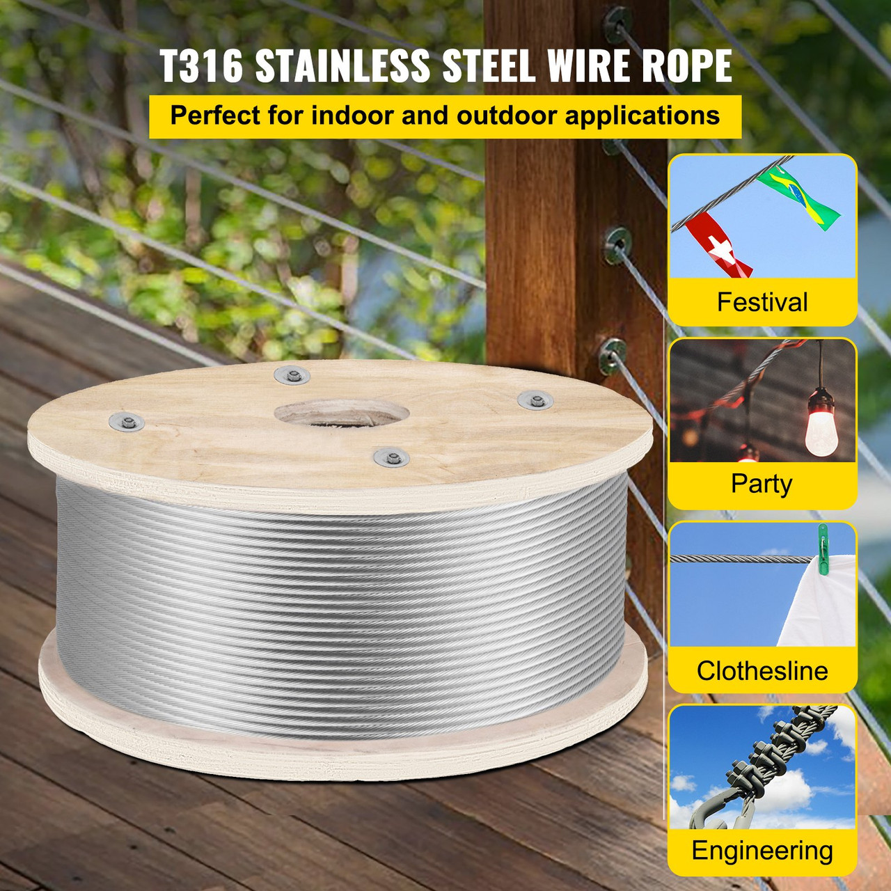 500ft 1x19 Stainless Steel Cable Wire Rope 3/16 Airline Business