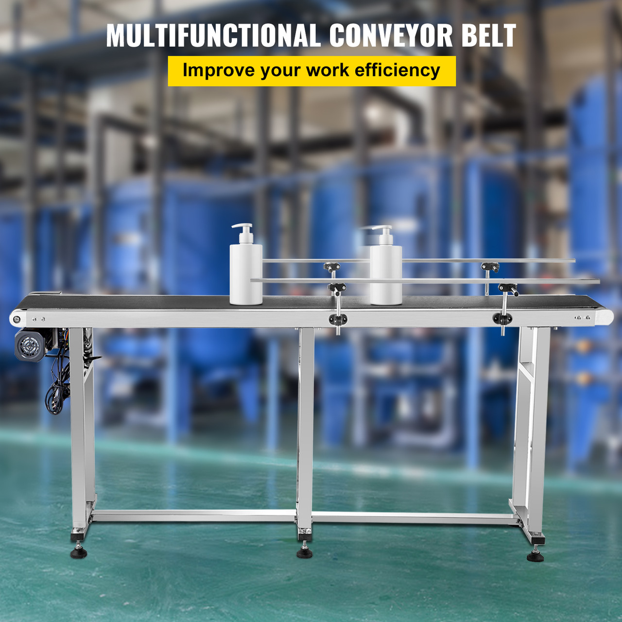 Belt Conveyor Pvc Conveyor Belt 71 X 7.8-inch, Motorized Conveyor, W/ Guardrails
