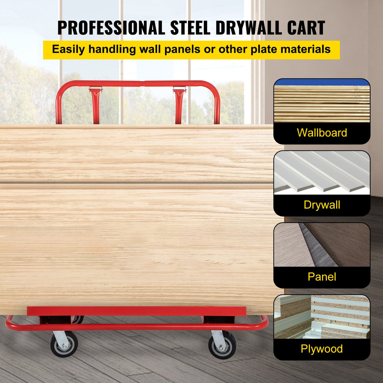 Drywall Cart 2200 lbs Dolly Handling Sheetrock Sheet Panel Service Cart