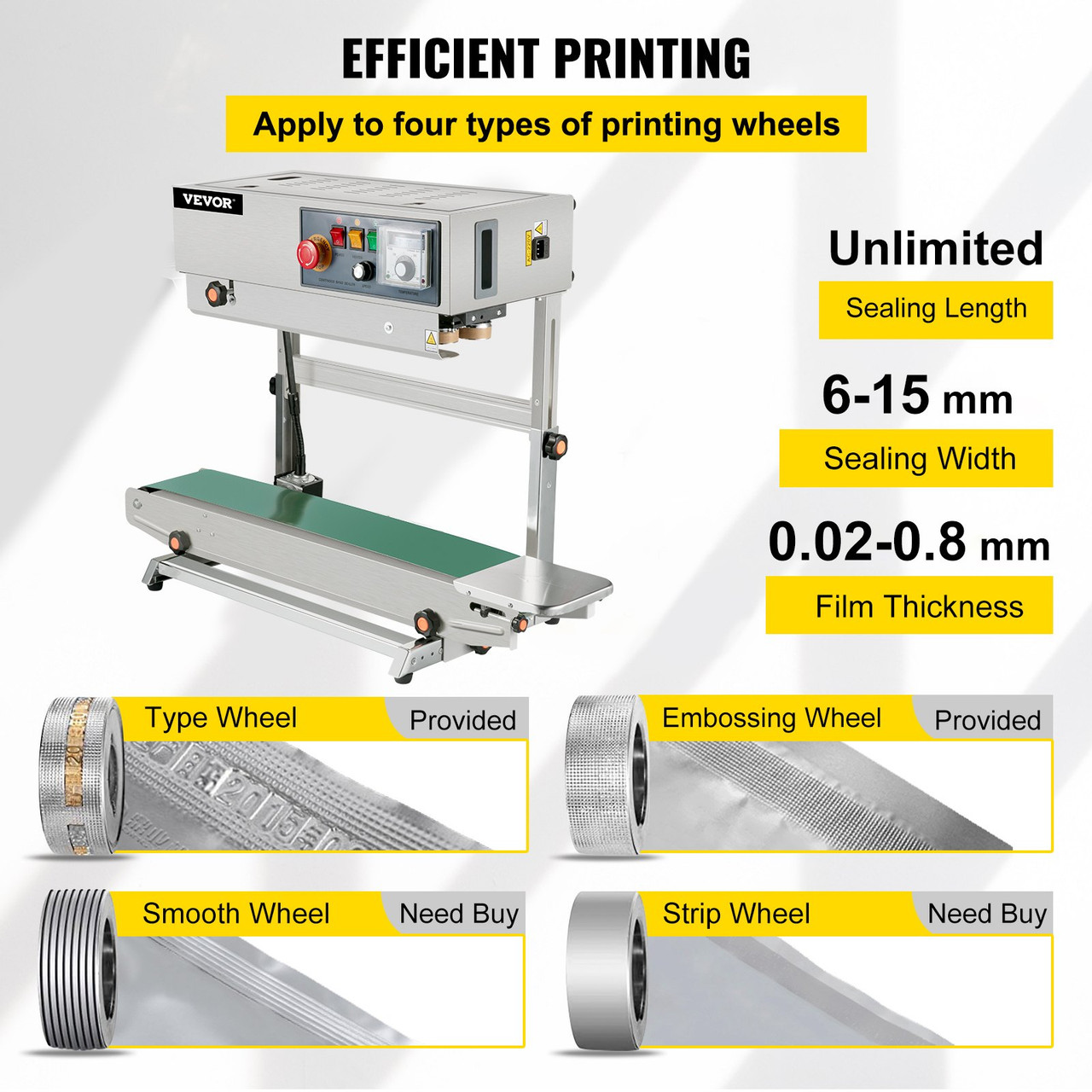 Automatic Continuous Band Sealer Vertical Bag Sealing Machine Stainless Steel