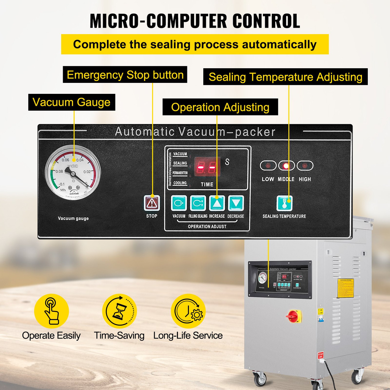DZ-400/2E Automatic Extra Deep 200mm Vacuum Sealer Food Vacuum Sealing Packing Machine 110V