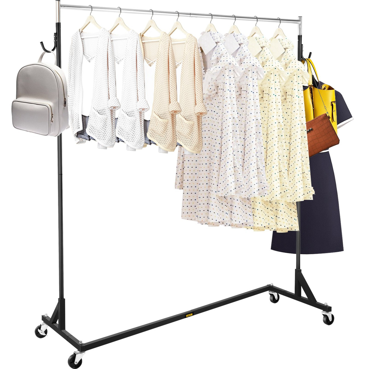Z-truck Clothing Rack Rolling Garment Z Rack Lockable Casters Heavy-duty