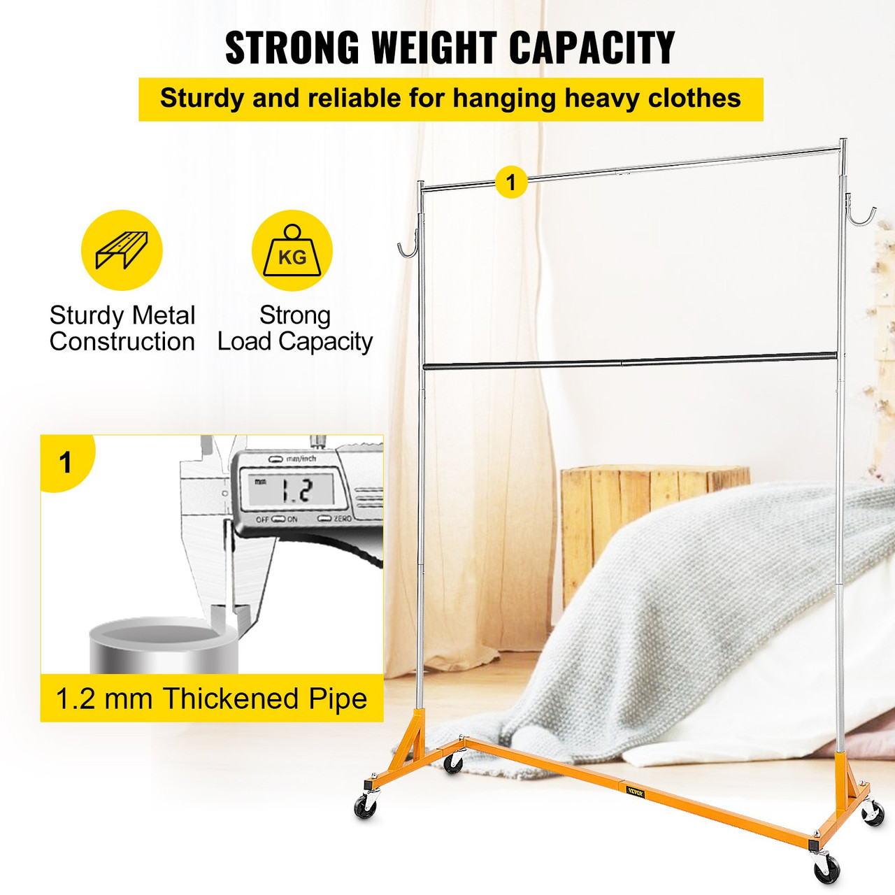 Z-Truck Clothing Rack Rolling Garment Z Rack Lockable Casters Heavy-duty