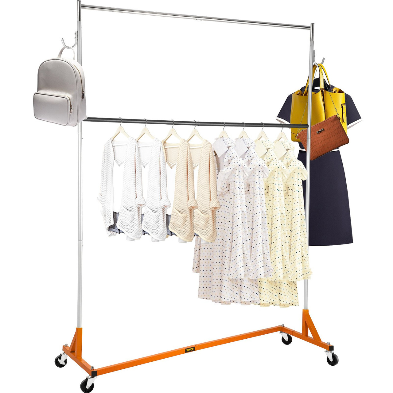 Z-Truck Clothing Rack Rolling Garment Z Rack Lockable Casters Heavy-duty