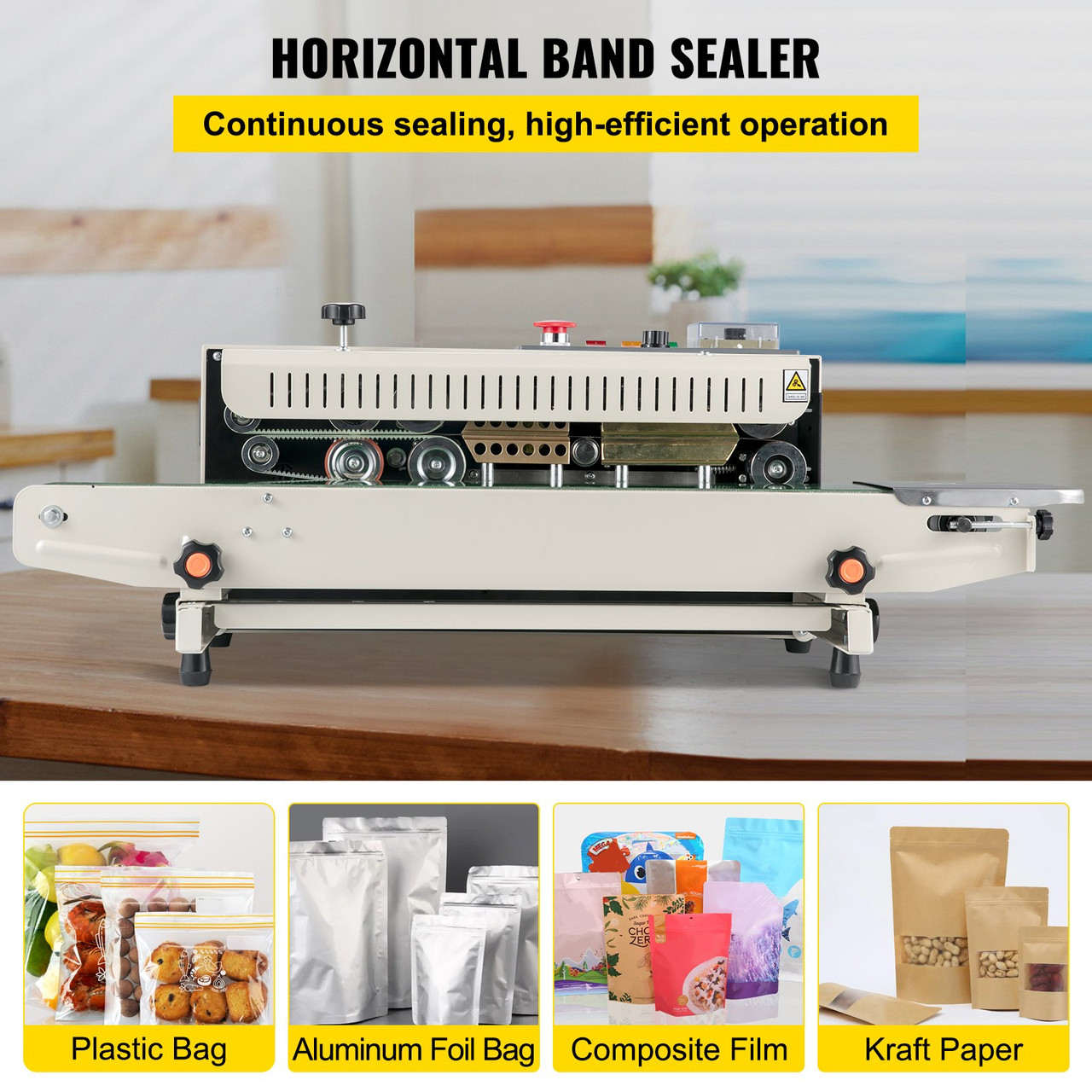New FR-770 Continuous Band Horizontal Bag Sealer Automatic Sealing Machine 110V