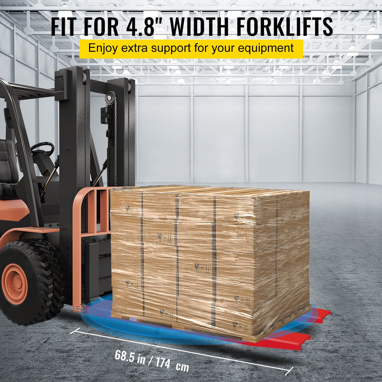 Pallet Fork Extensions Forklift Extensions 72.4'' x 5'' for Loaders Truck