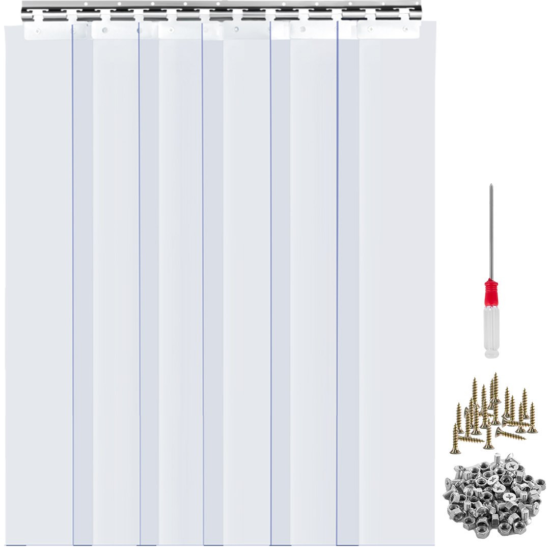 Plastic Curtain, 3ft Width x 7ft Height Plastic Strip Curtain, Clear PVC Freezer Curtain, 0.08in Thickness Plastic Door Strip w/Over 50% Overlap for Walk-in Freezers, Warehouse and Clean Rooms
