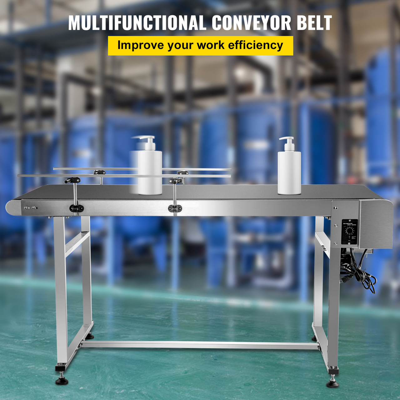 Belt Conveyor PVC Conveyor Belt 59x23.6In Motorized Conveyor w/ Guardrails