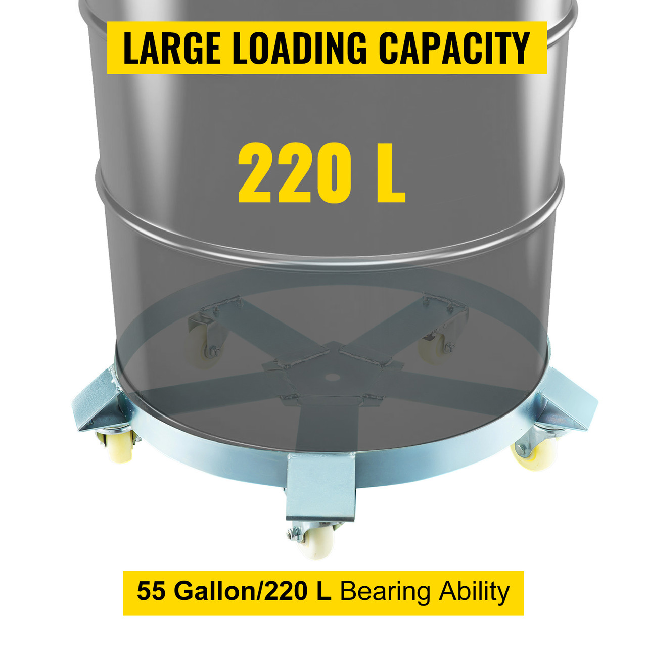 2 Drum Dolly 55 Gal 5 Wheel Swivel Casters Heavy Steel Frame Easy Roll 1250 Lbs