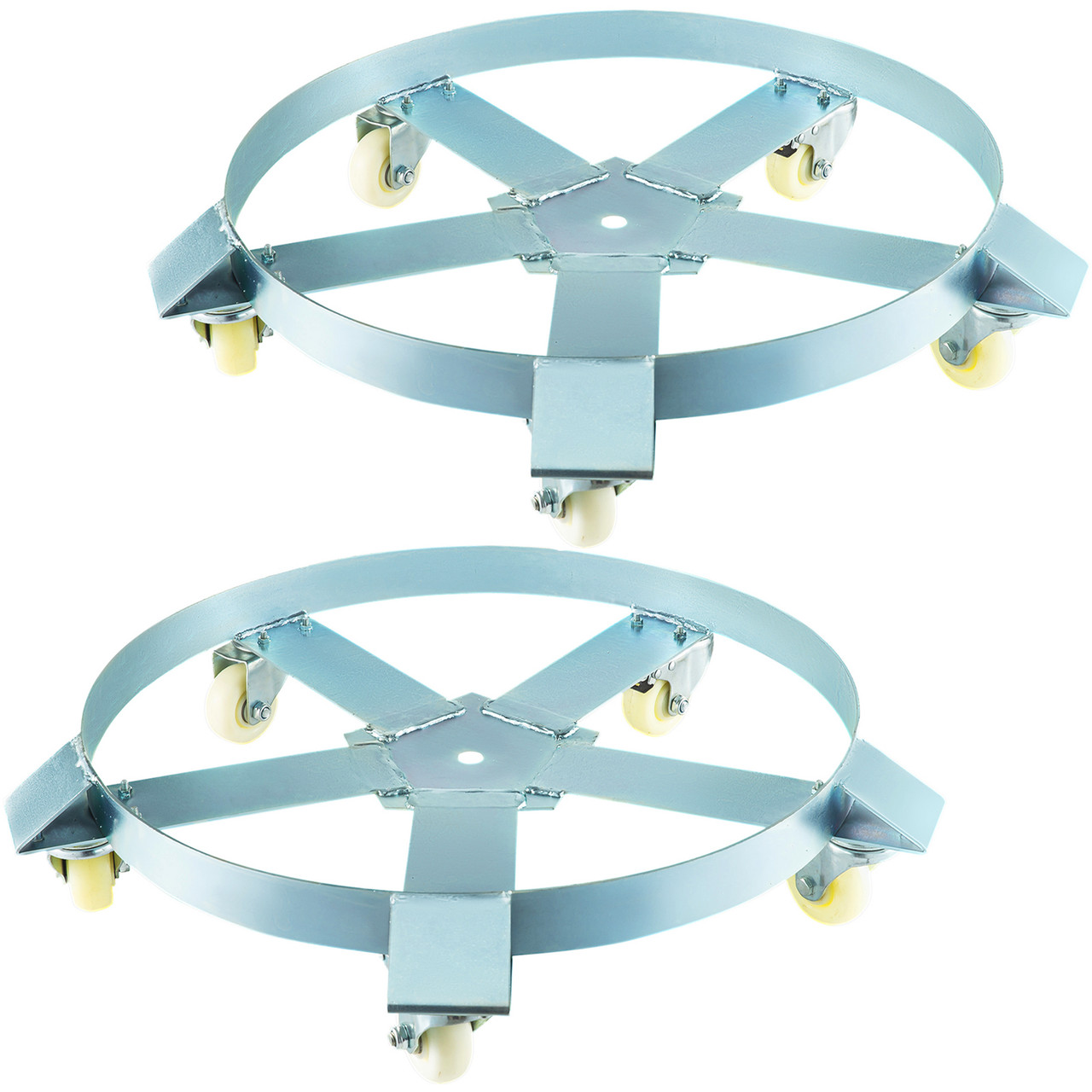 2 Drum Dolly 55 Gal 5 Wheel Swivel Casters Heavy Steel Frame Easy Roll 1250 Lbs