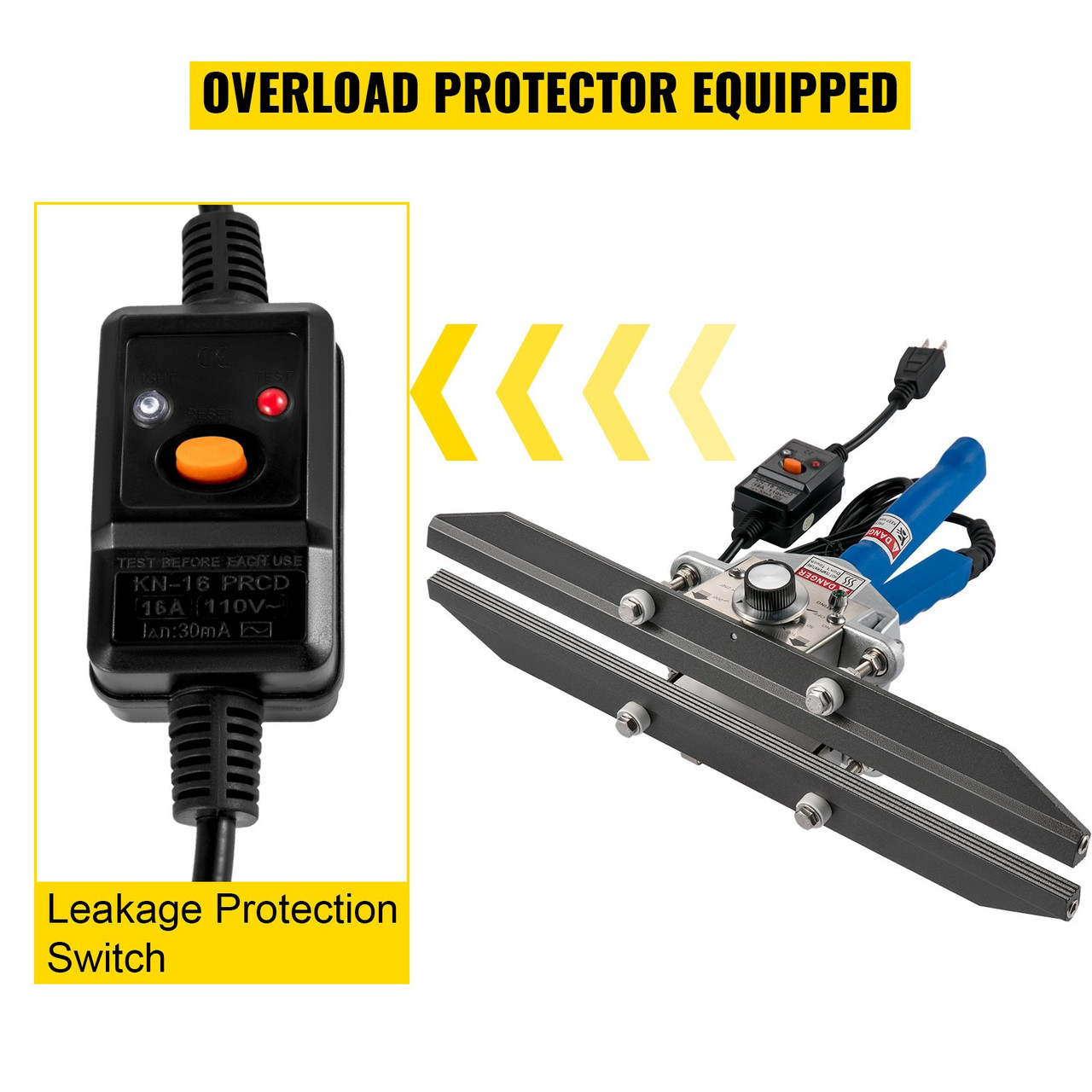 16'' Hand Sealing Machine Portable Hand Held Crimp Sealer For Bags Aluminum Foil
