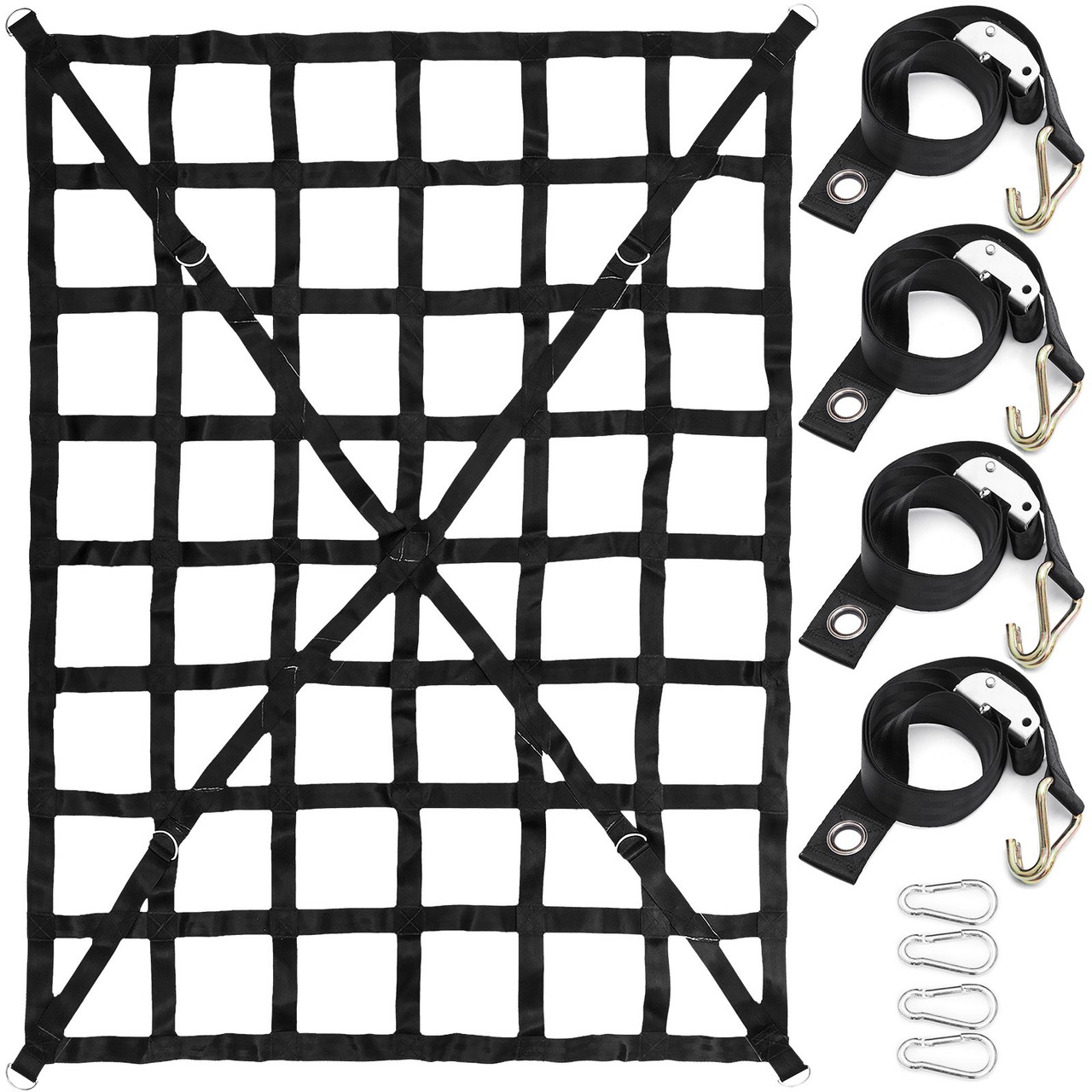 Truck Bed Cargo Net - Cross Strap Reinforced Truck Cargo Net with D-Rings 
Hook