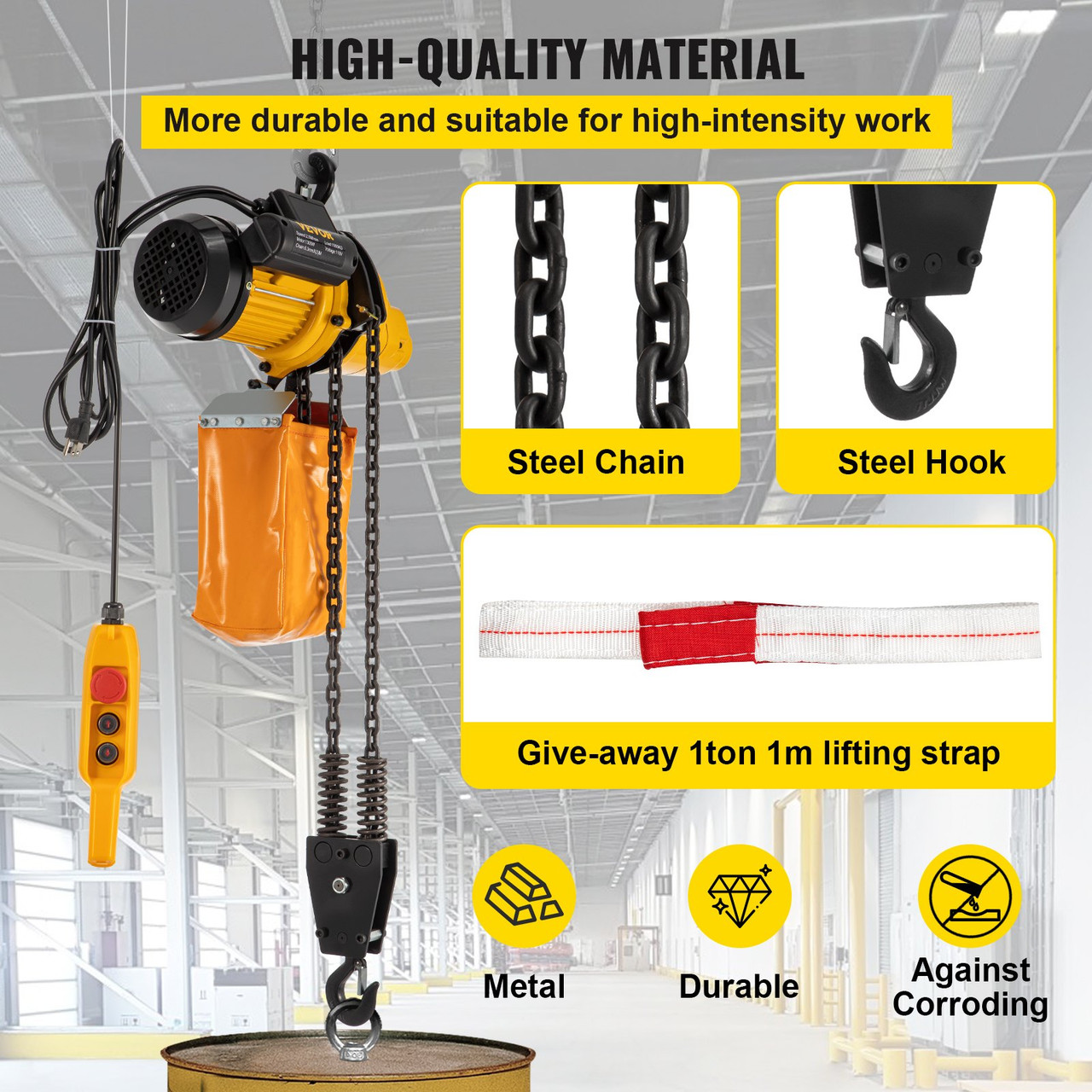 Lift Electric Hoist Electric Winch 2200lbs Remote Control 10ft Lift Height