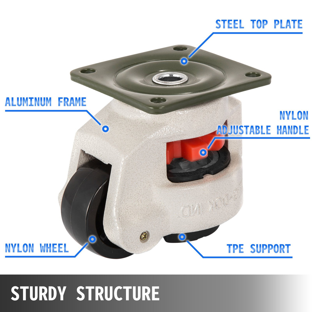 4 Pack Leveling Casters Gd-60f Plate Mounted Footmaster Leveling Caster