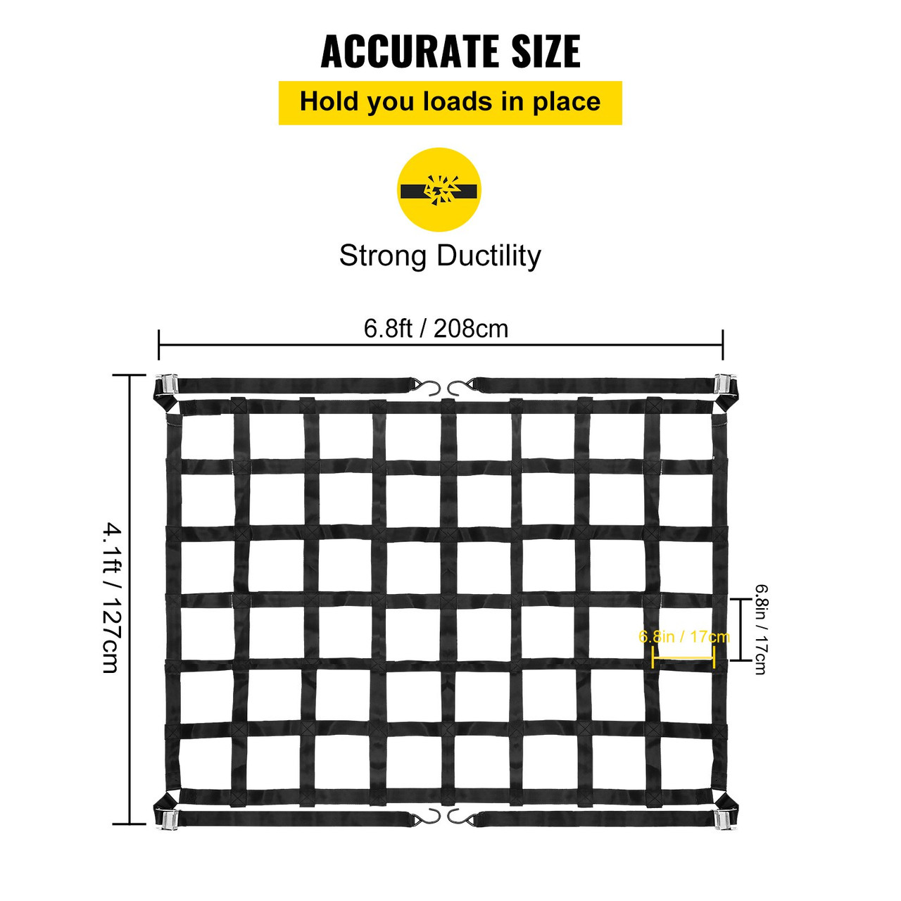 Truck Bed Cargo Nets for Pickup Trucks with S Hooks