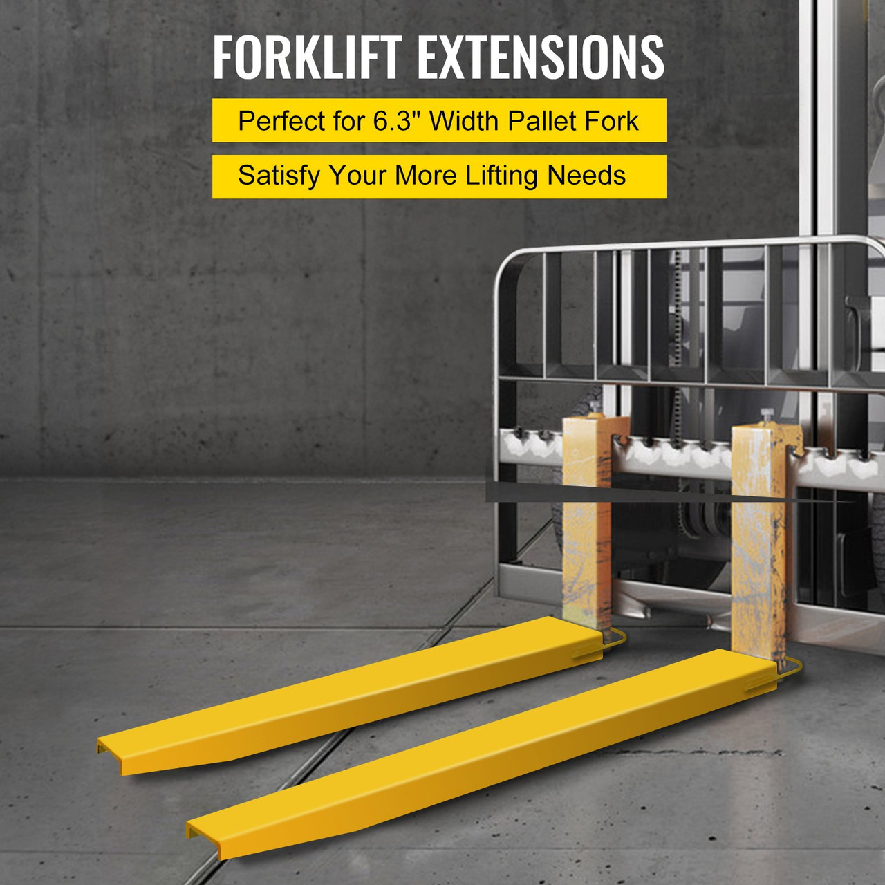 96''x6.5'' Forklift Pallet Fork Extensions 1 Pair Steel-Constructed Q345