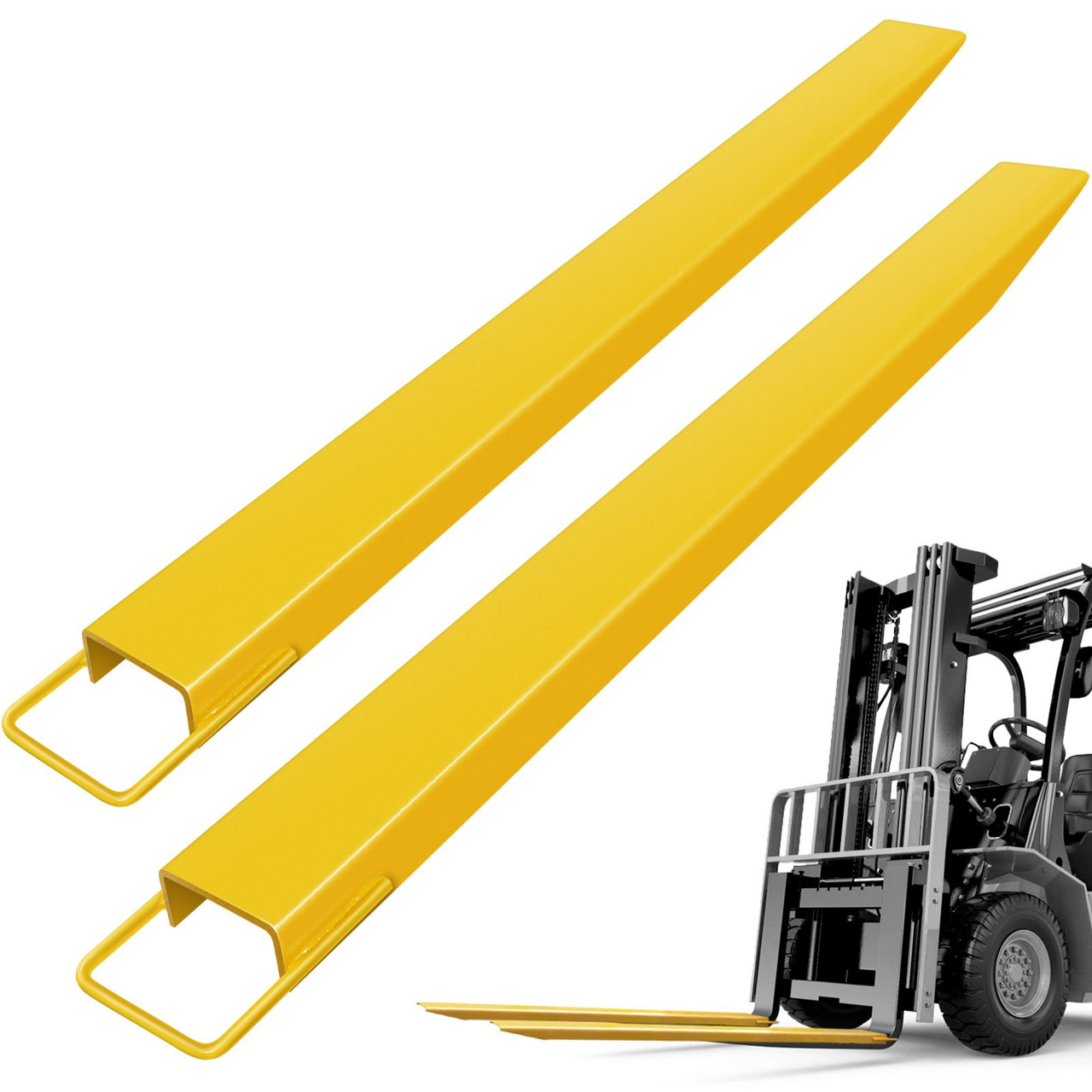 96''x6.5'' Forklift Pallet Fork Extensions 1 Pair Steel-Constructed Q345