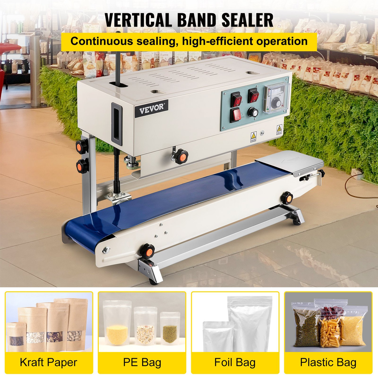 Continuous Band Sealer FR900 Auto Vertical Sealing Machine 110V for Bag