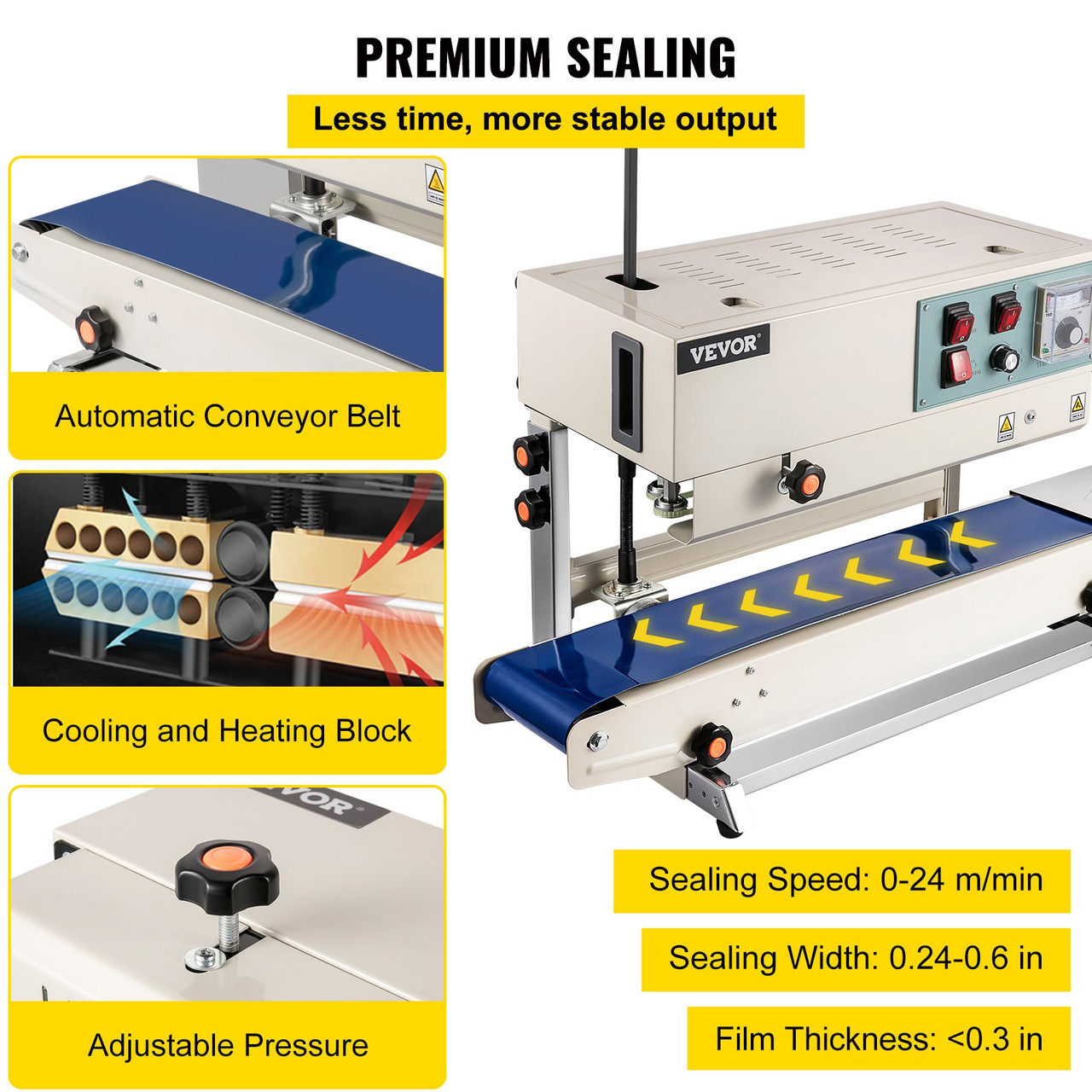 Continuous Band Sealer FR900 Auto Vertical Sealing Machine 110V for Bag