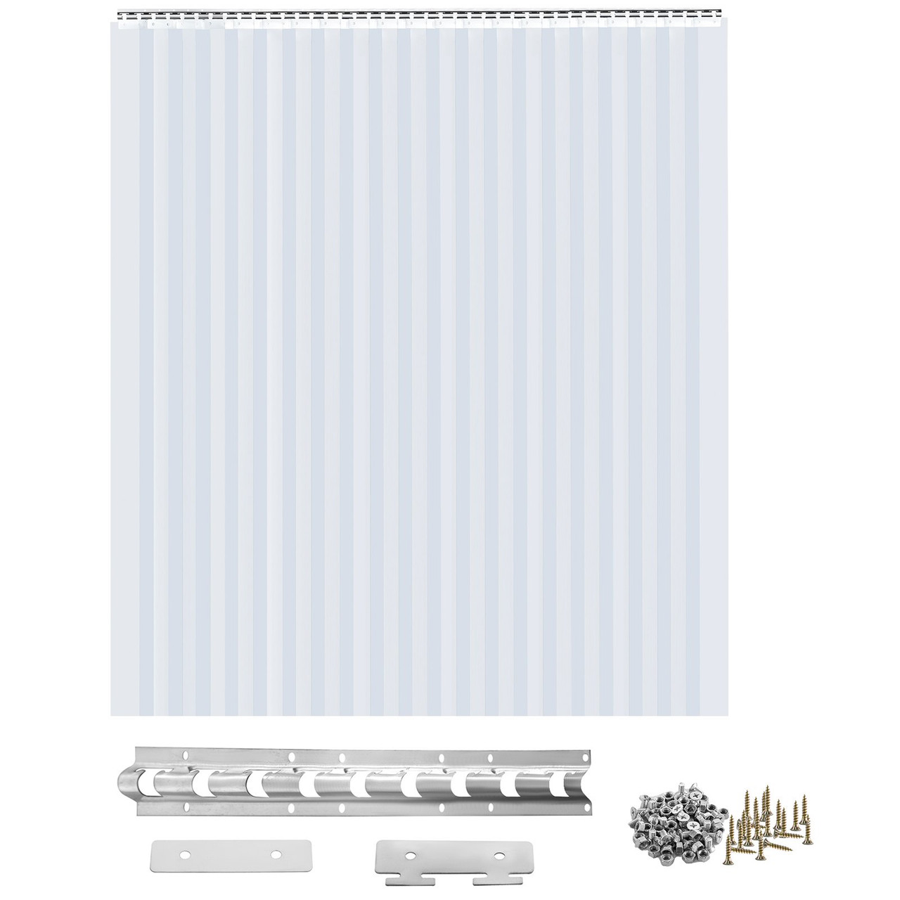 12PCS PVC Strip Curtain 48in (4ft) Width x 96in (8ft) Hight, Vinyl Strip Door Curtain with 5cm Overlap, Vinyl Door Strips 2mm Thickness for Freezer Doors Warehouse Doors