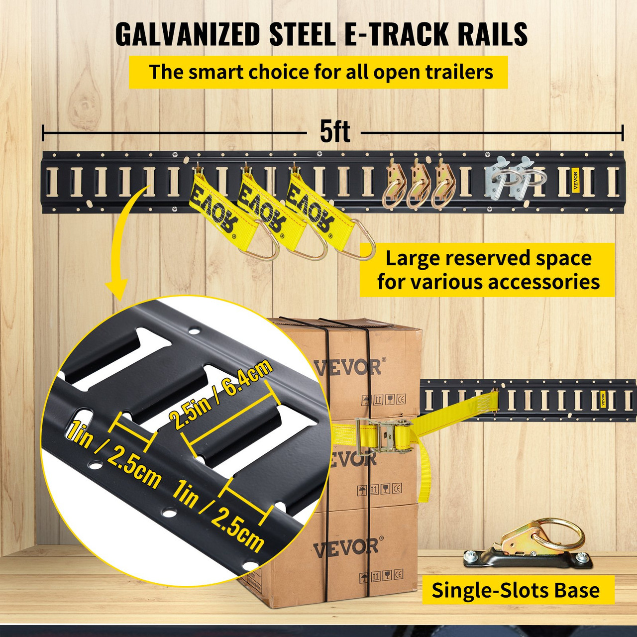 E Track Tie Down Rail Kit 18PCs 5' E Track Rails Enclosed Cargo Trailer