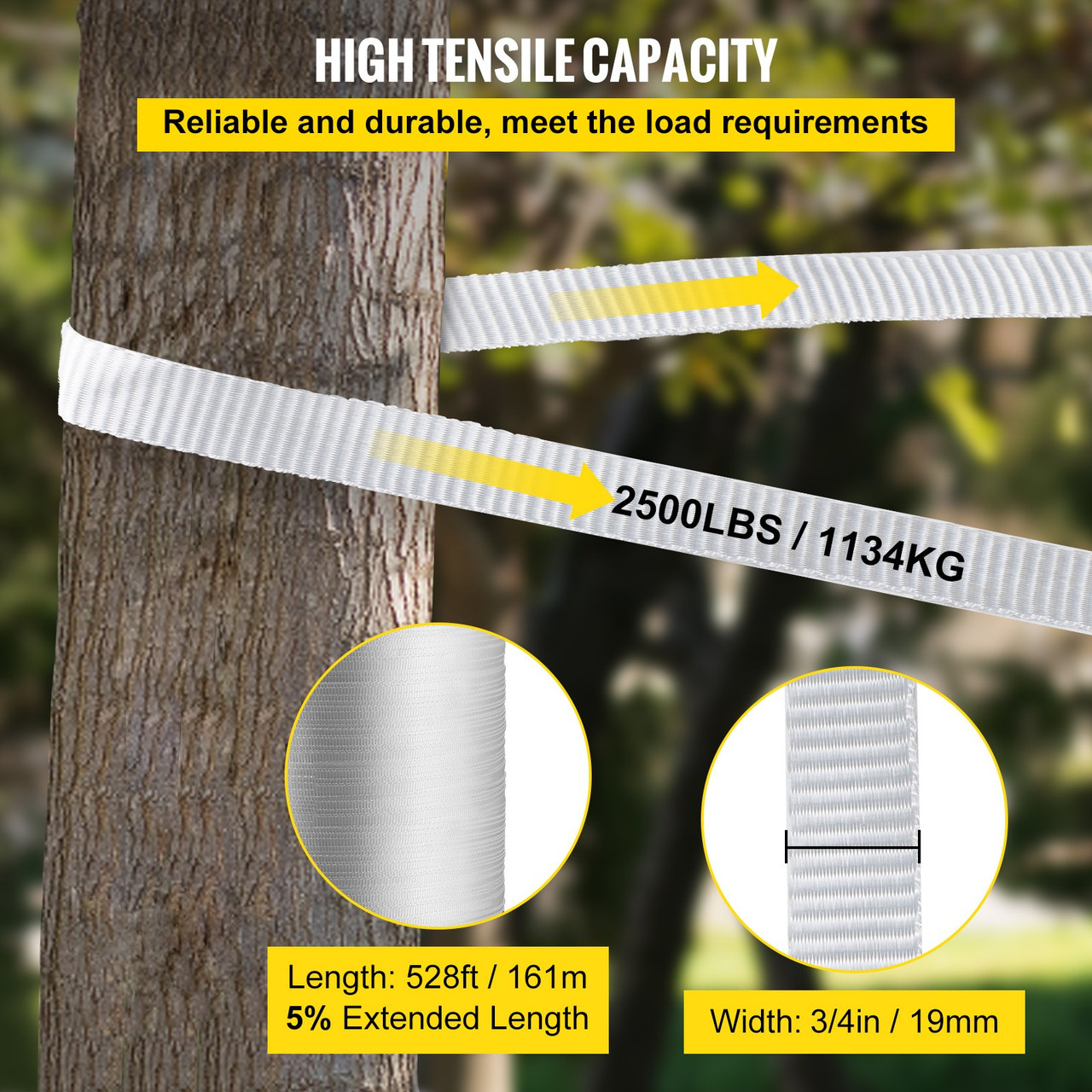 2500Lbs Polyester Pull Tape, 528' x 3/4" Flat Tape for Wire & Cable Conduit Work Variable Functions, Flat Rope for Pulling/Loading/Packing in Any Weather CONDITON