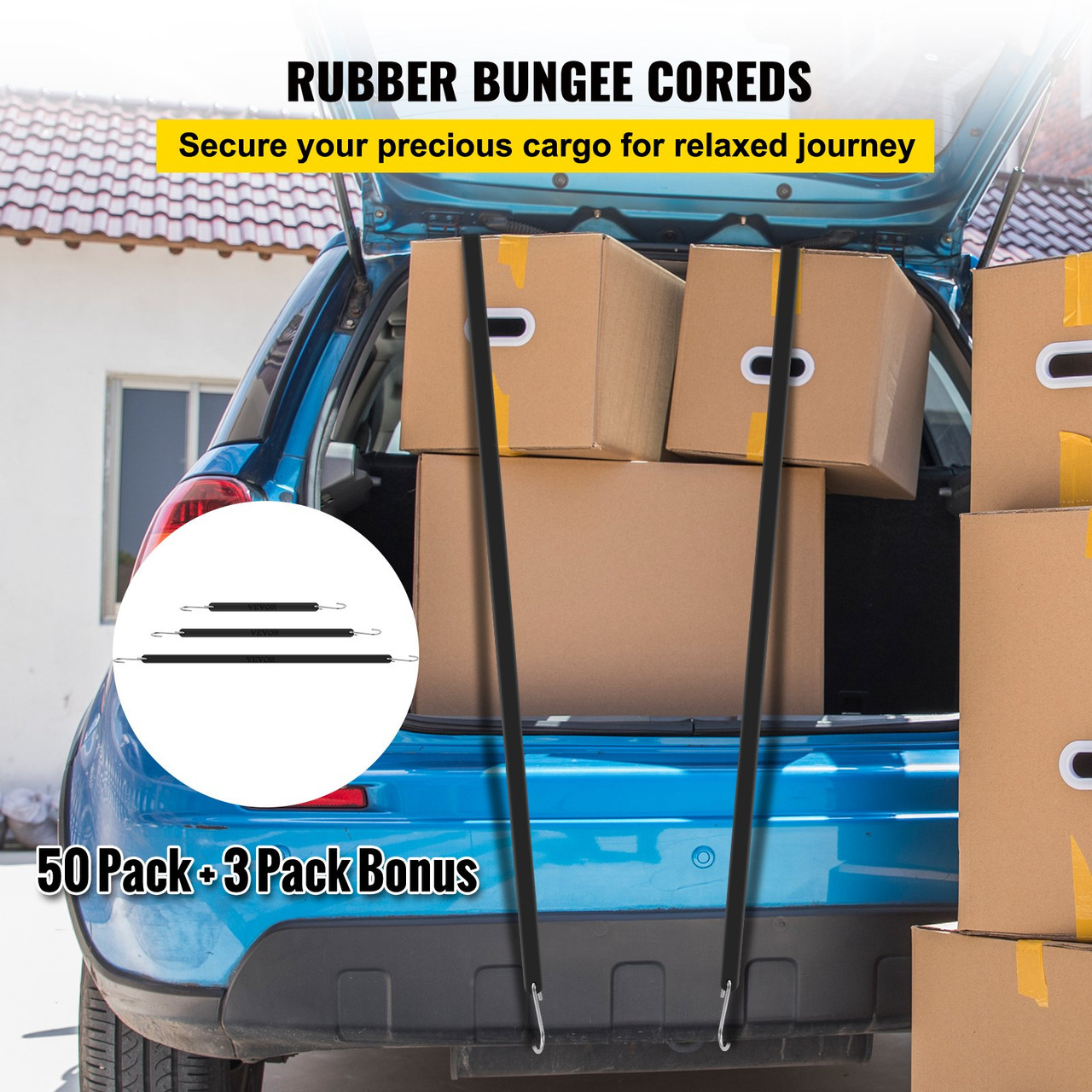 Natural Rubber Bungee Cords 11 Pack 9", 21 Pack 15", 21 Pack 21" w/ S Hook