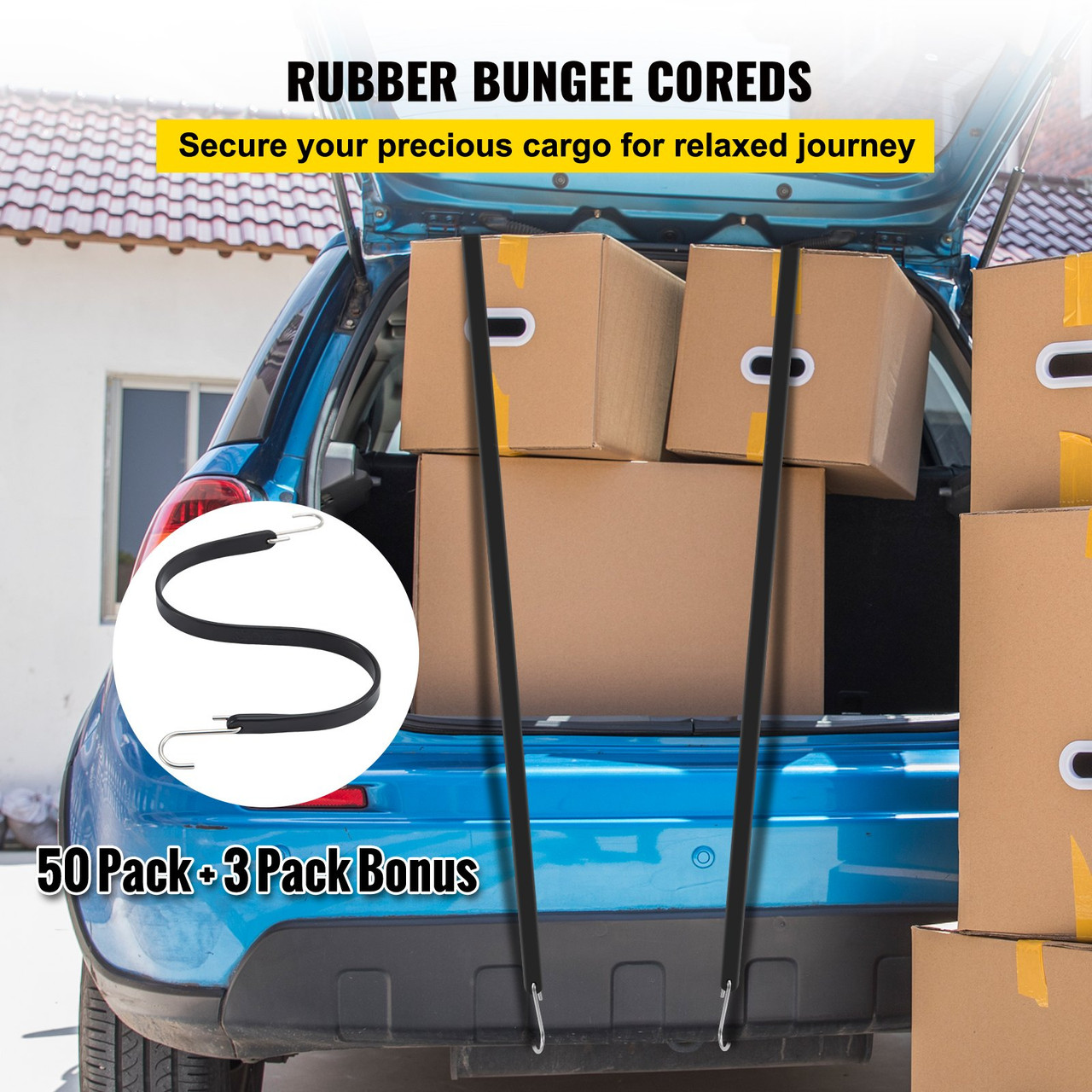 Rubber Bungee Cords Natural Rubber Trap Straps 53 Pack 21" Long w/ S Hooks