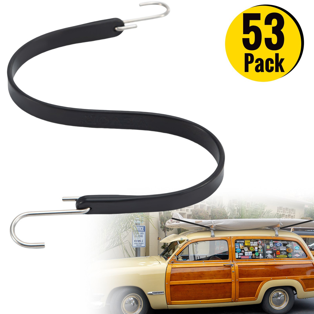 Rubber Bungee Cords Natural Rubber Trap Straps 53 Pack 21" Long w/ S Hooks