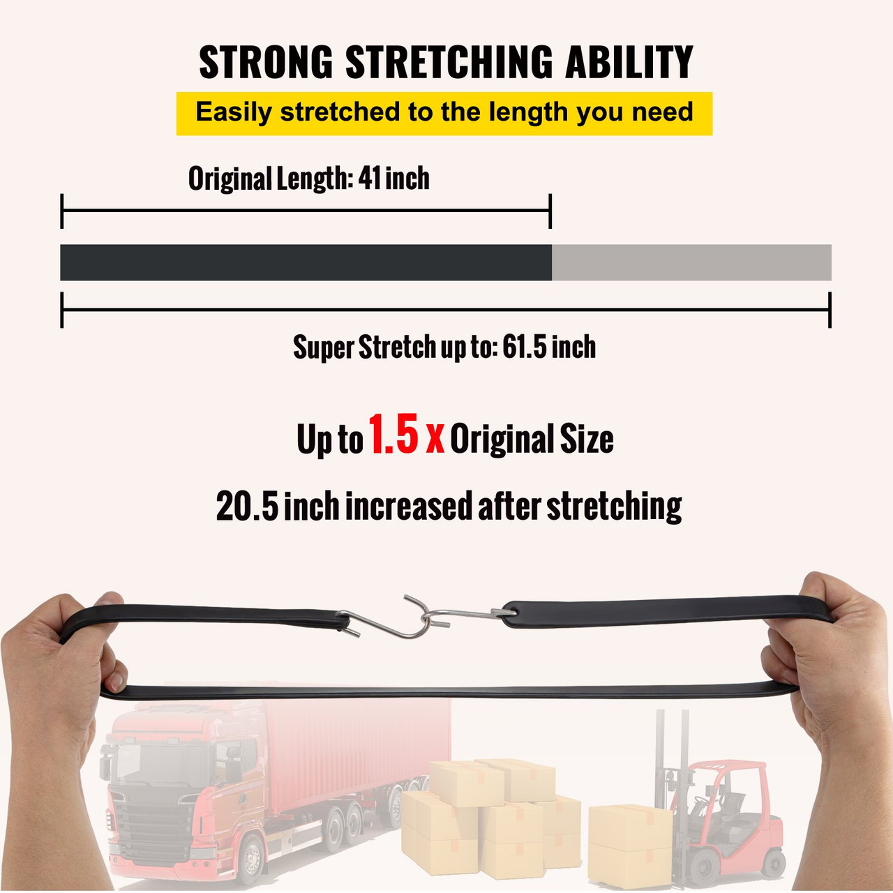 Rubber Bungee Cords Natural Rubber Trap Straps 53 Pack 41" Long w/ S Hooks