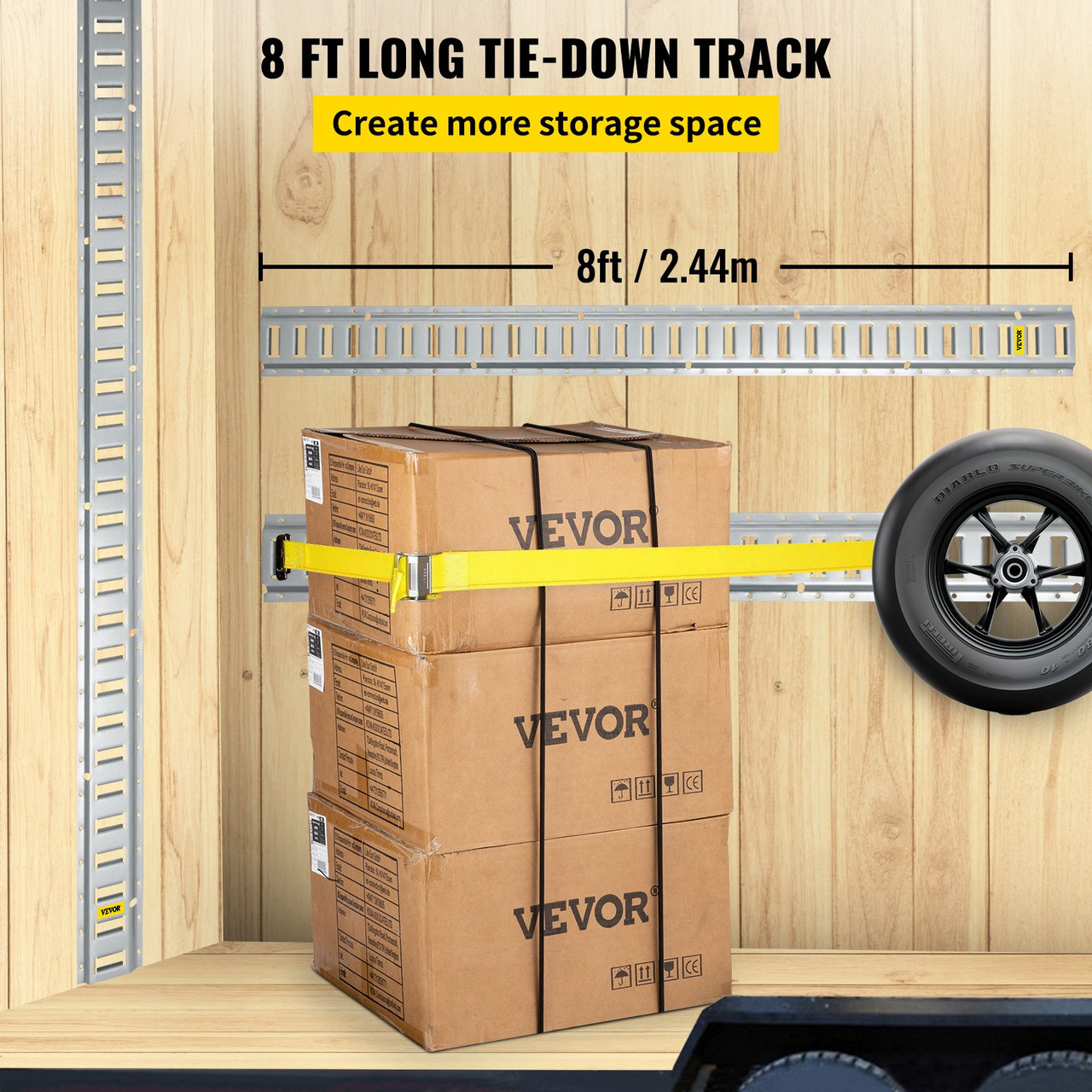E Track Tie Down Rails 4PCs 8-Feet E Track Rails Enclosed Cargo Trailer