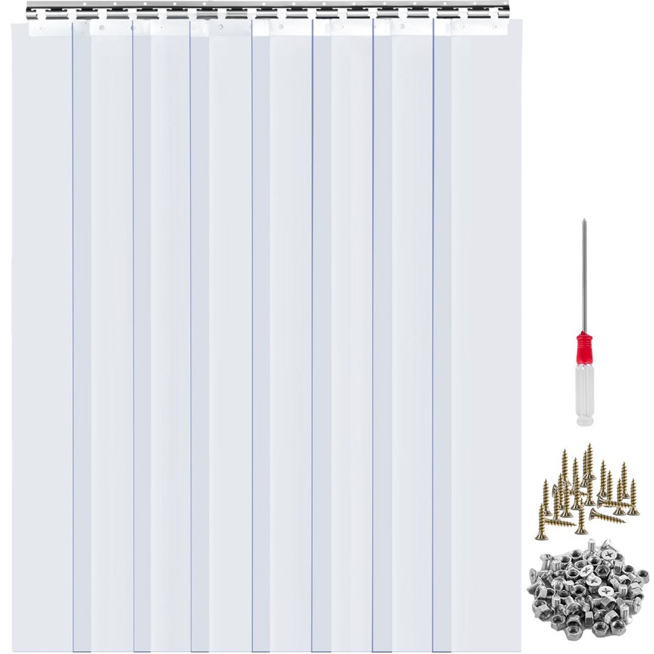 Plastic Curtain, 4ft Width x 8ft Height Plastic Strip Curtain, Clear PVC Freezer Curtain, 0.08in Thickness Plastic Door Strip w/Over 50% Overlap for Walk-in Freezers, Warehouse and Clean Rooms
