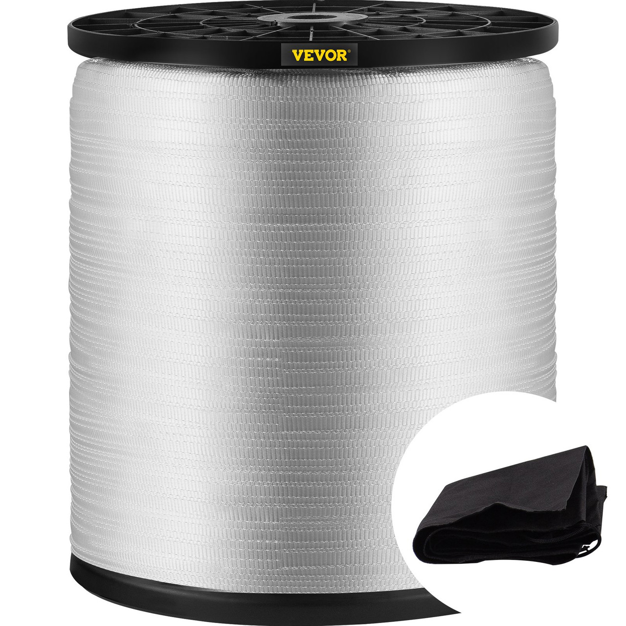 VEVOR 528 ft. x 1/2 in. Polyester Pull Tape 1250 lbs. Tensile Capacity Flat Tape for Pulling Loading Packing, White, Men's