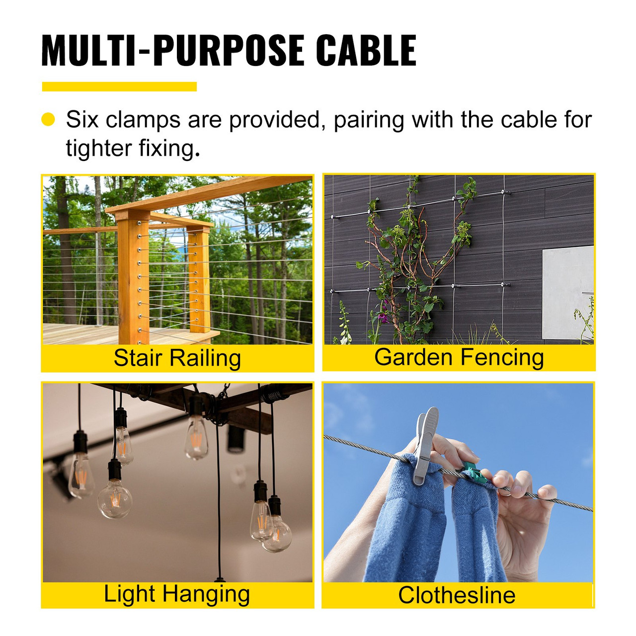 Galvanized Steel Cable Aircraft Cable 1/8'' 500ft 7x7 With Cable Clamps