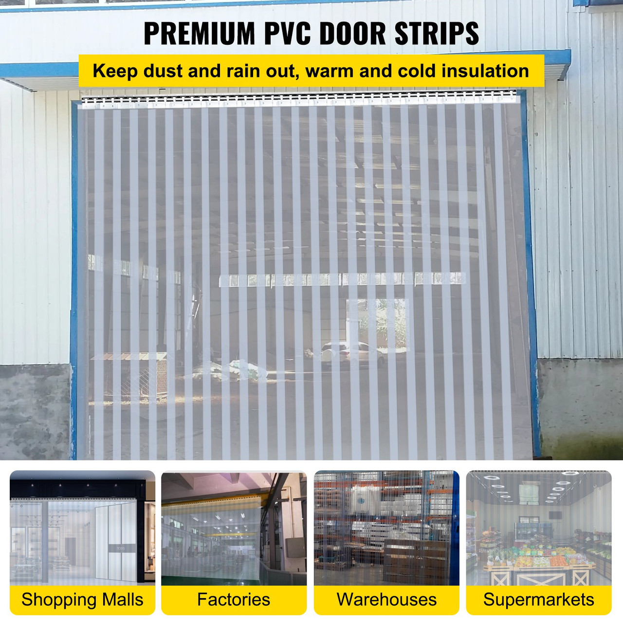 24PCS PVC Strip Curtain 96in (8 ft) Width x 96in (8 ft) Height, Vinyl Door Strips Strips 2mm Thickness, Plastic Door Curtain with 5cm Overlap, for Freezer Doors Warehouse Doors