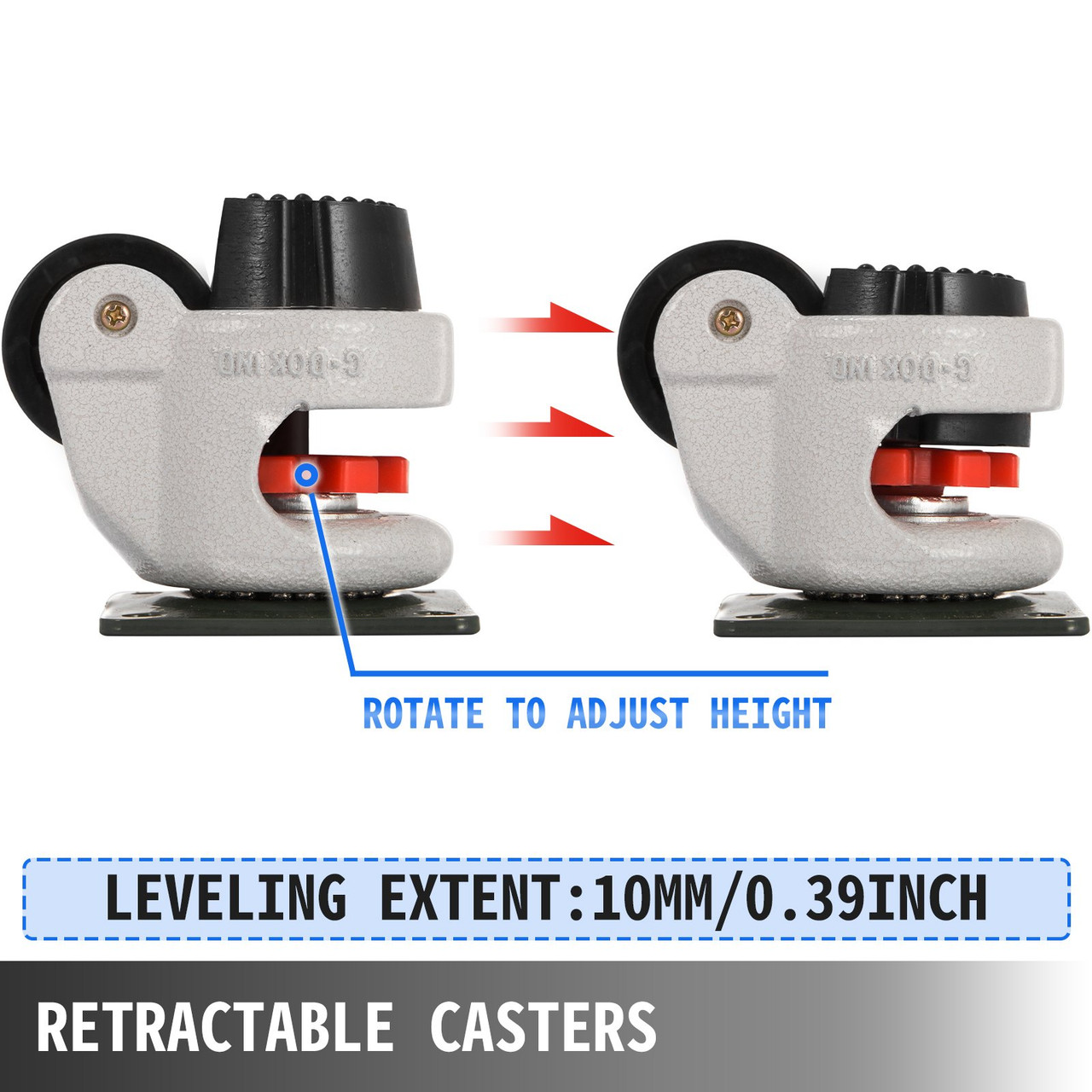 Leveling Casters 100kg/220lbs Set Of 4 Nylon Wheel Carbon Steel Anti-vibration