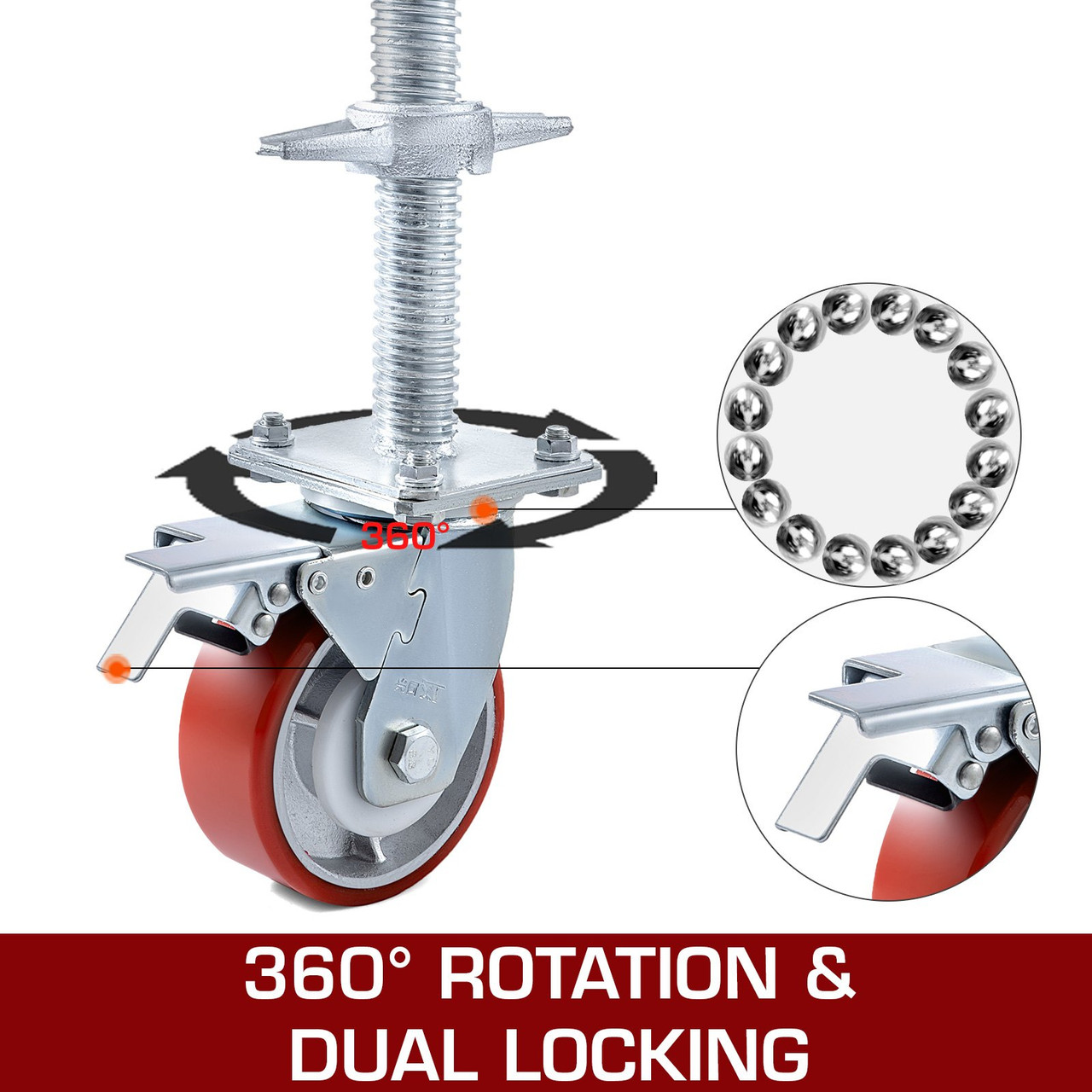 5'' Alloy Scaffold Castors Tower 360Ã¸swivel Spring