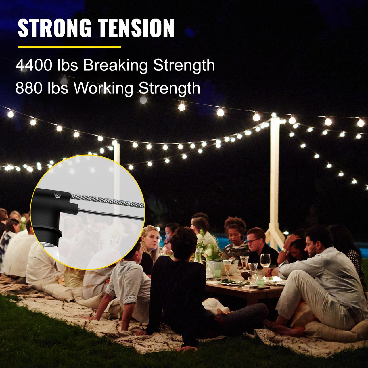 Galvanized Steel Cable, 3/16'' Aircraft Cable, 249ft Galvanized Cable 7x19 Construction Steel Wire Cable w/Cable Clamps, 4400lb Breaking Strength for Railing Decking, Lifting, Hanging, Fencing