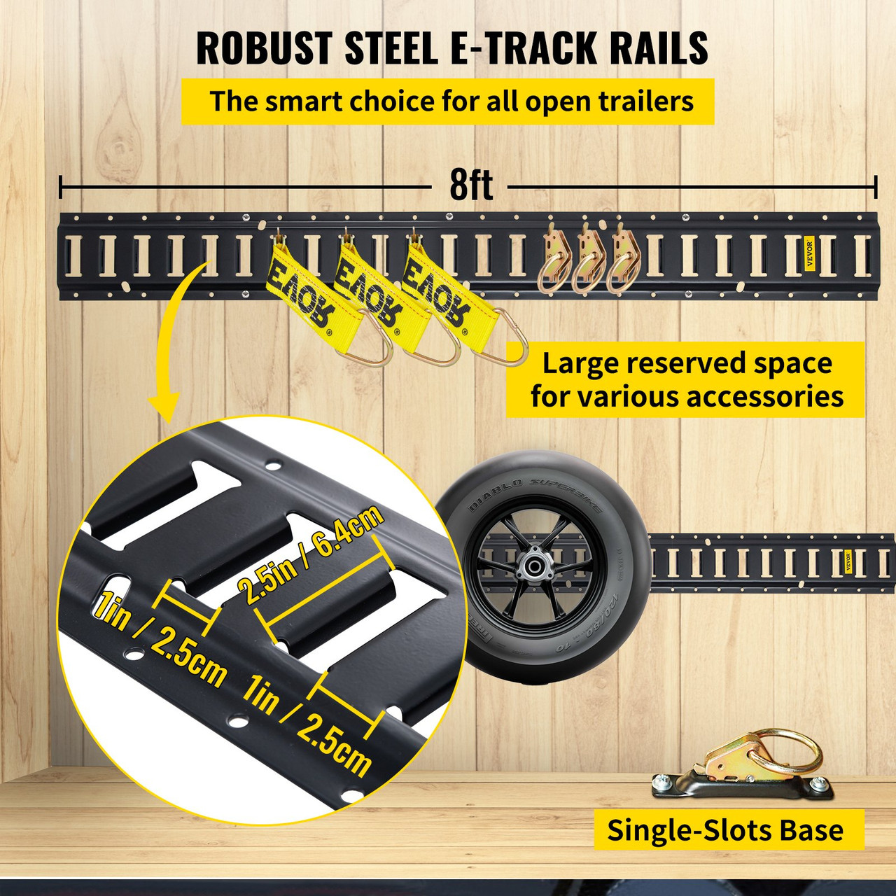 E Track Tie Down Rail Kit 30PCs 8' E Track Rails Enclosed Cargo Trailer