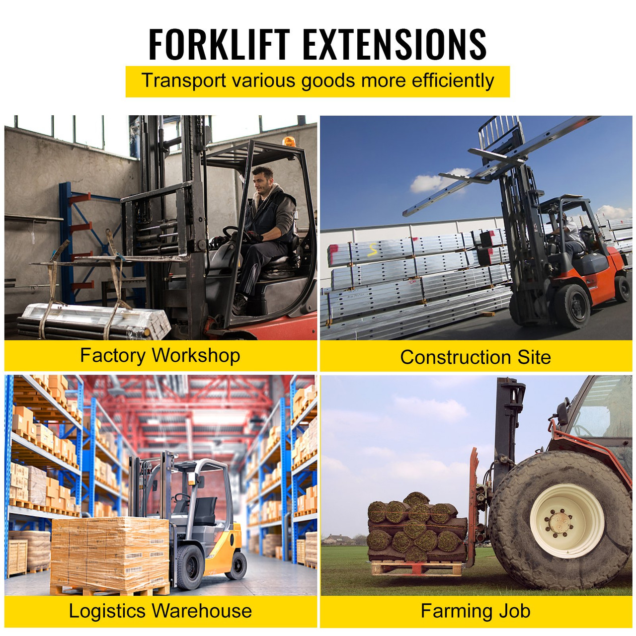 Pallet Fork Extensions Forklift Extensions 94.5'' x 3.9'' for Loader Truck