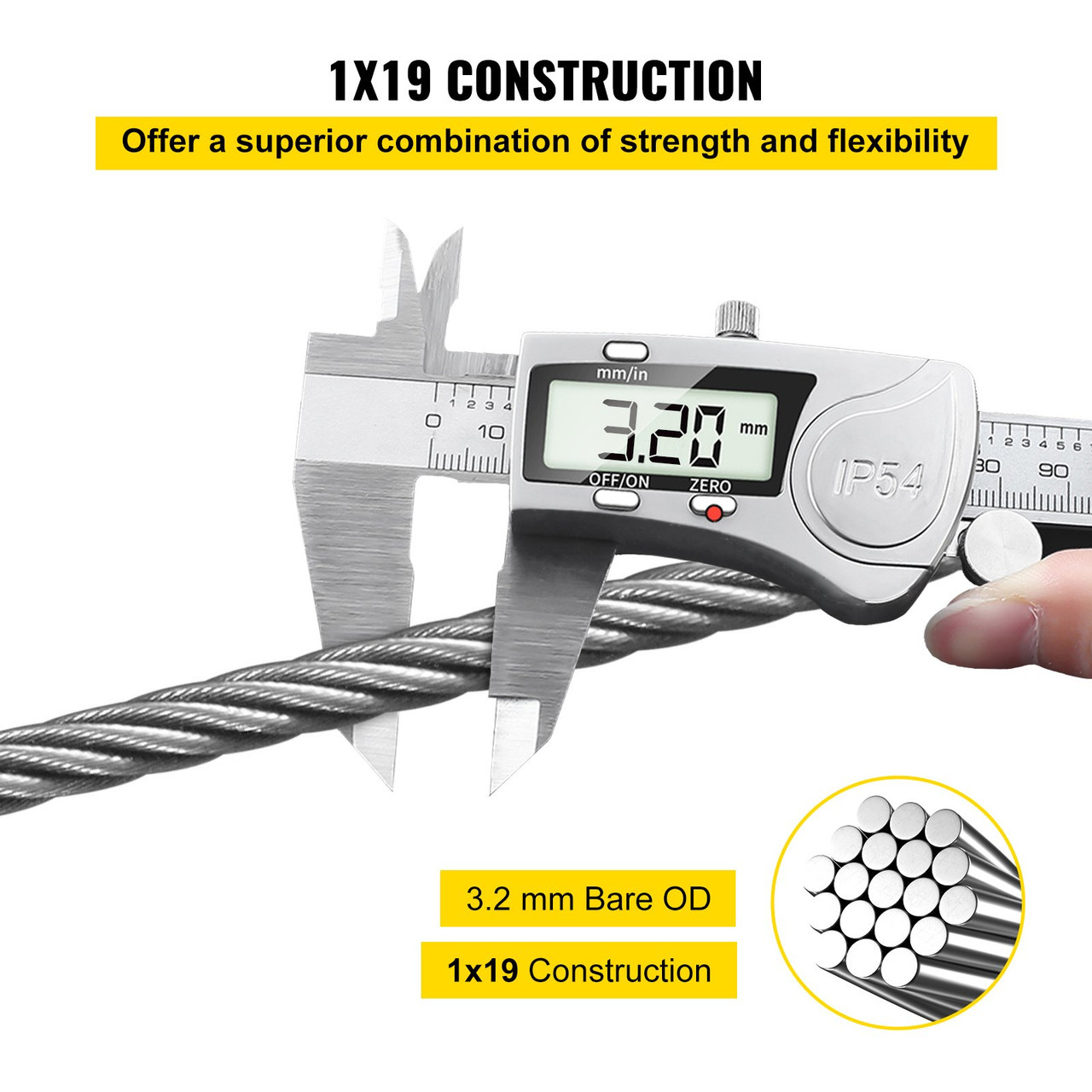 316 Stainless Steel Wire Rope, 1/8'' Steel Wire Cable, 1000ft