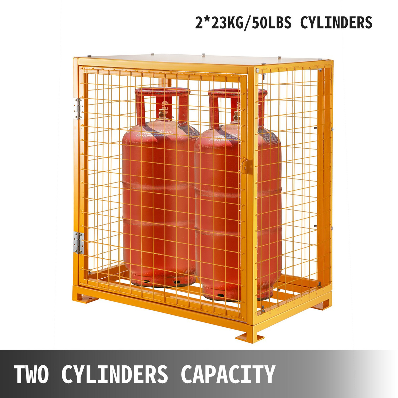 Cylinder Storage Cabinet for Two 50lbs/23kg Cylinders, Vertical Cylinder Storage Cage 31inch Length, 20.5inch Width, 34inch Height, Steel Gas Cylinder Cabinet for Storage and Protection