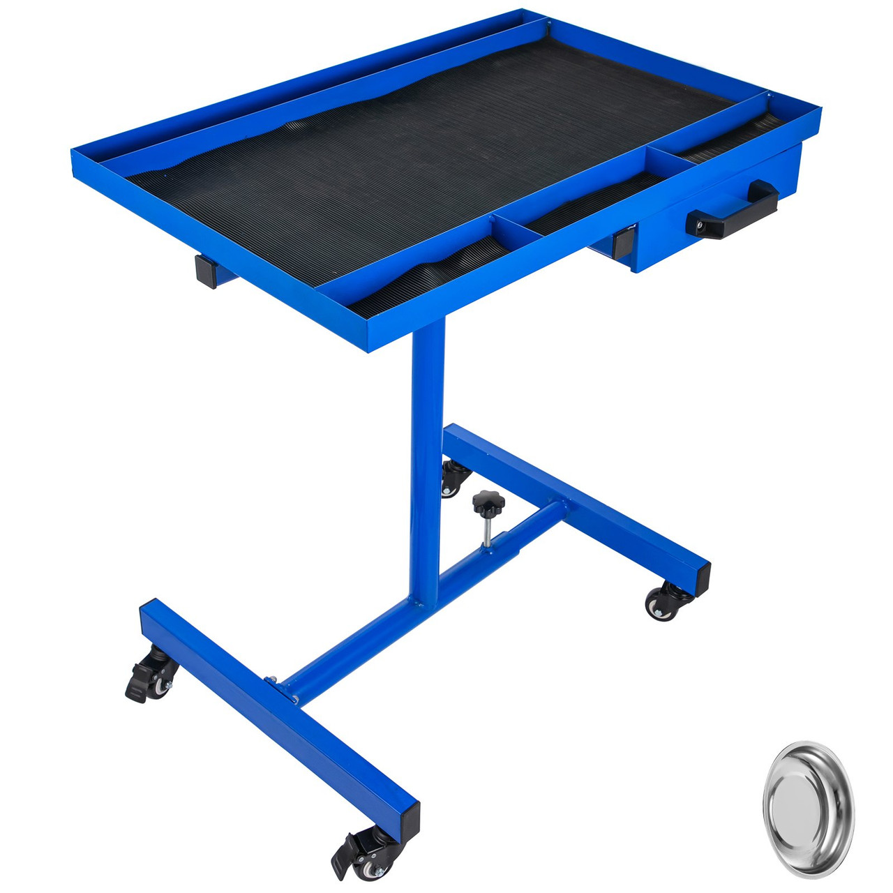 VEVOR Rolling Tool Table Tear Down Tray 220lbs Adjustable Height with Drawerin Blue