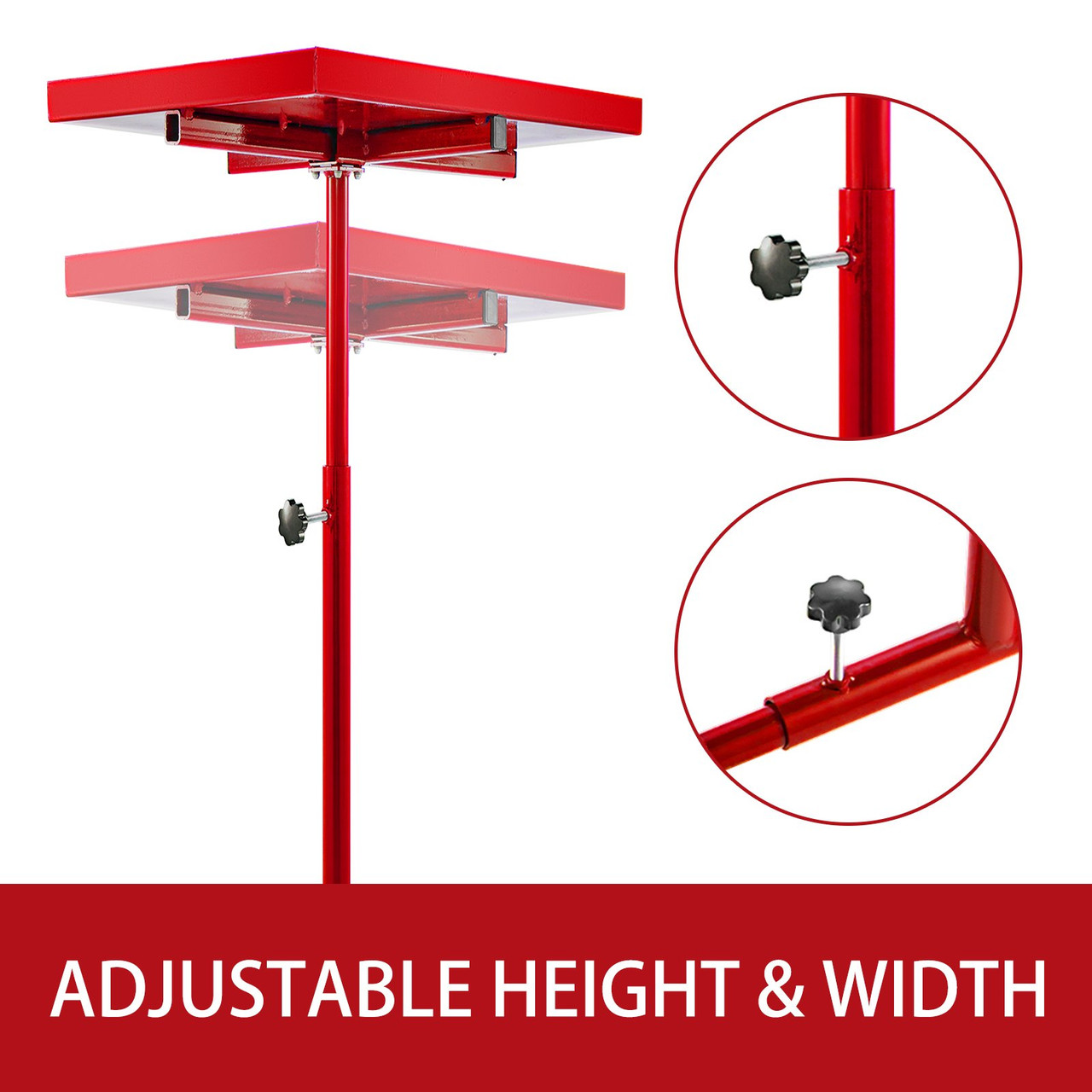 Rolling Tool Table Tear Down Tray220lbs Adjustable Height With Drawerin Red