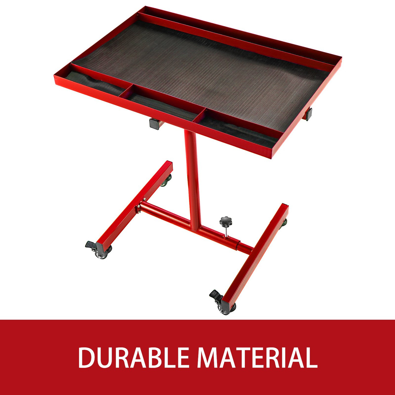 Rolling Tool Table Tear Down Tray 220lb Adjustable Height For Holding In Red