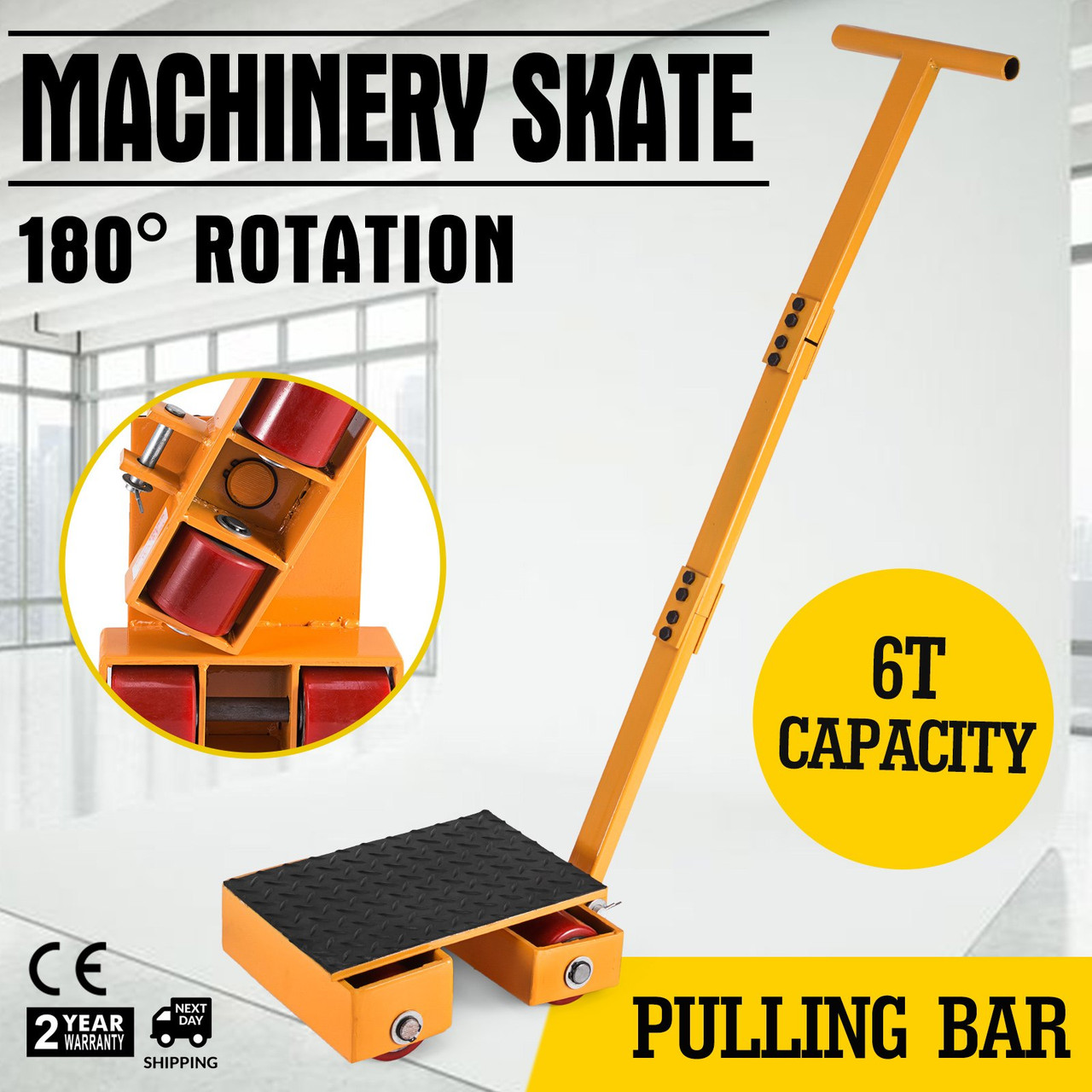 Machinery Skate Machinery Mover Pulling Bar Smooth Heavy Equipment 6T/13000LBS